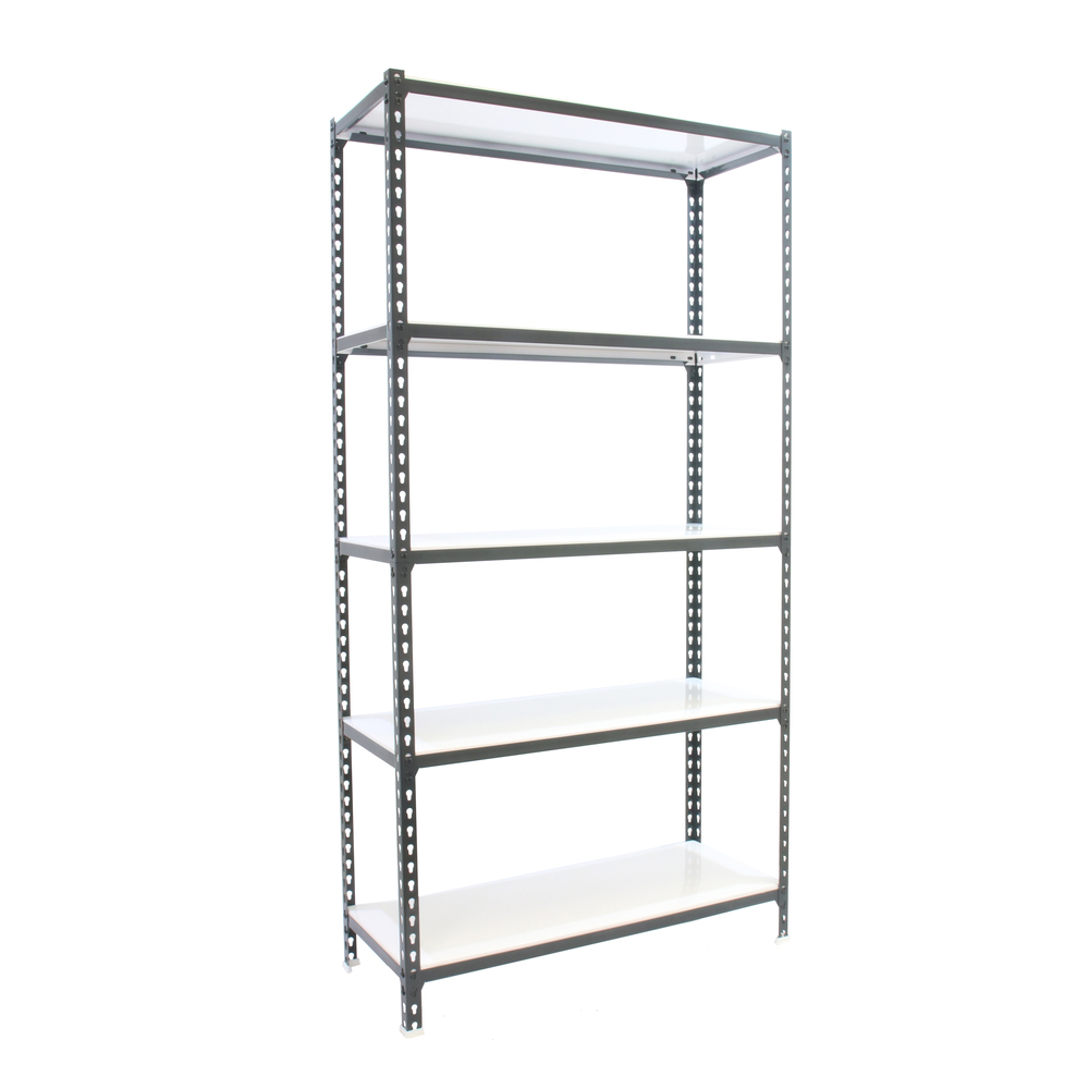 Rayonnage métallique léger sans vis 2000x1200x500 - 5 niveaux Anthracite/Blanc - SIMON RACK - 8425437098789