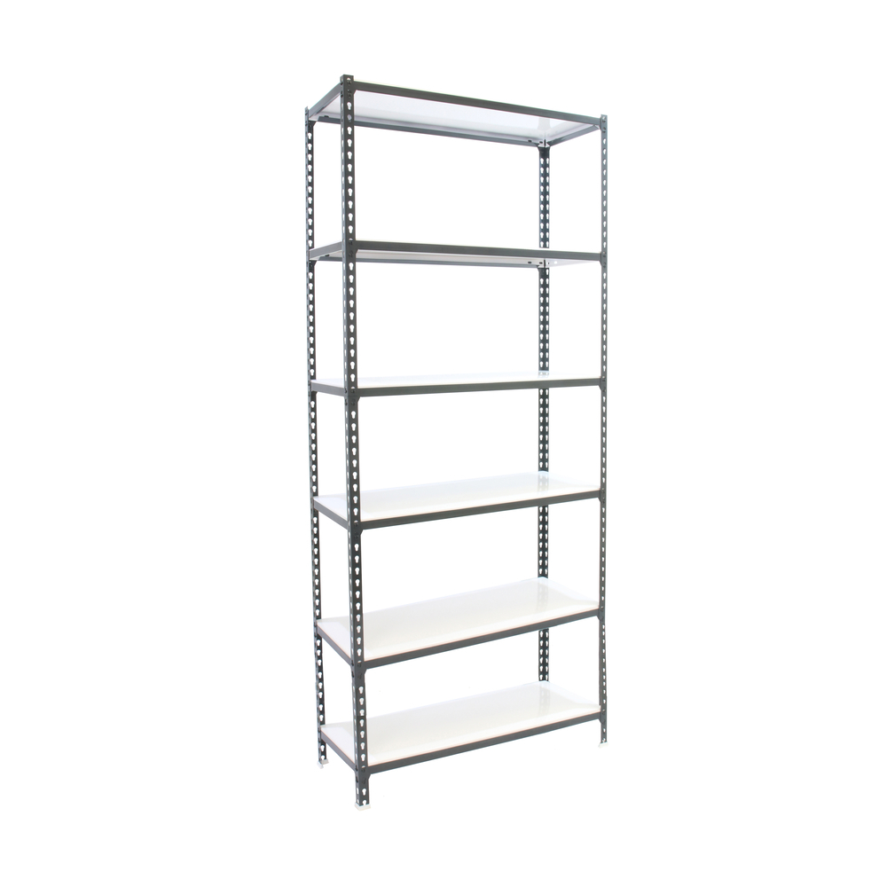 Rayonnage métallique léger sans vis 2500x1200x300 - 6 niveaux Anthracite/Blanc - SIMON RACK - 8425437098819
