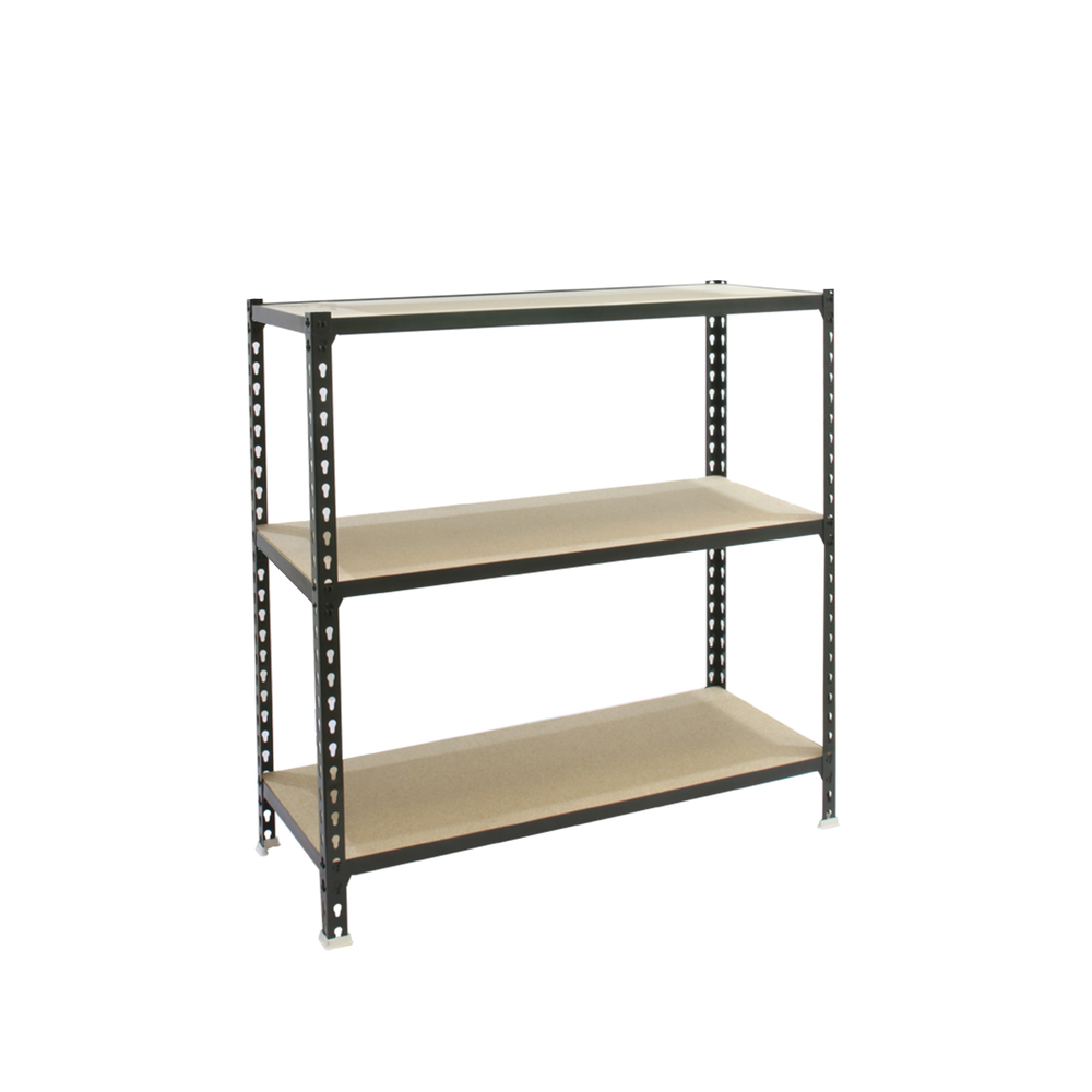 Rayonnage bois-métal léger sans vis 900x1100x300 - 3 niveaux Anthracite/Bois - SIMON RACK - 8425437099083