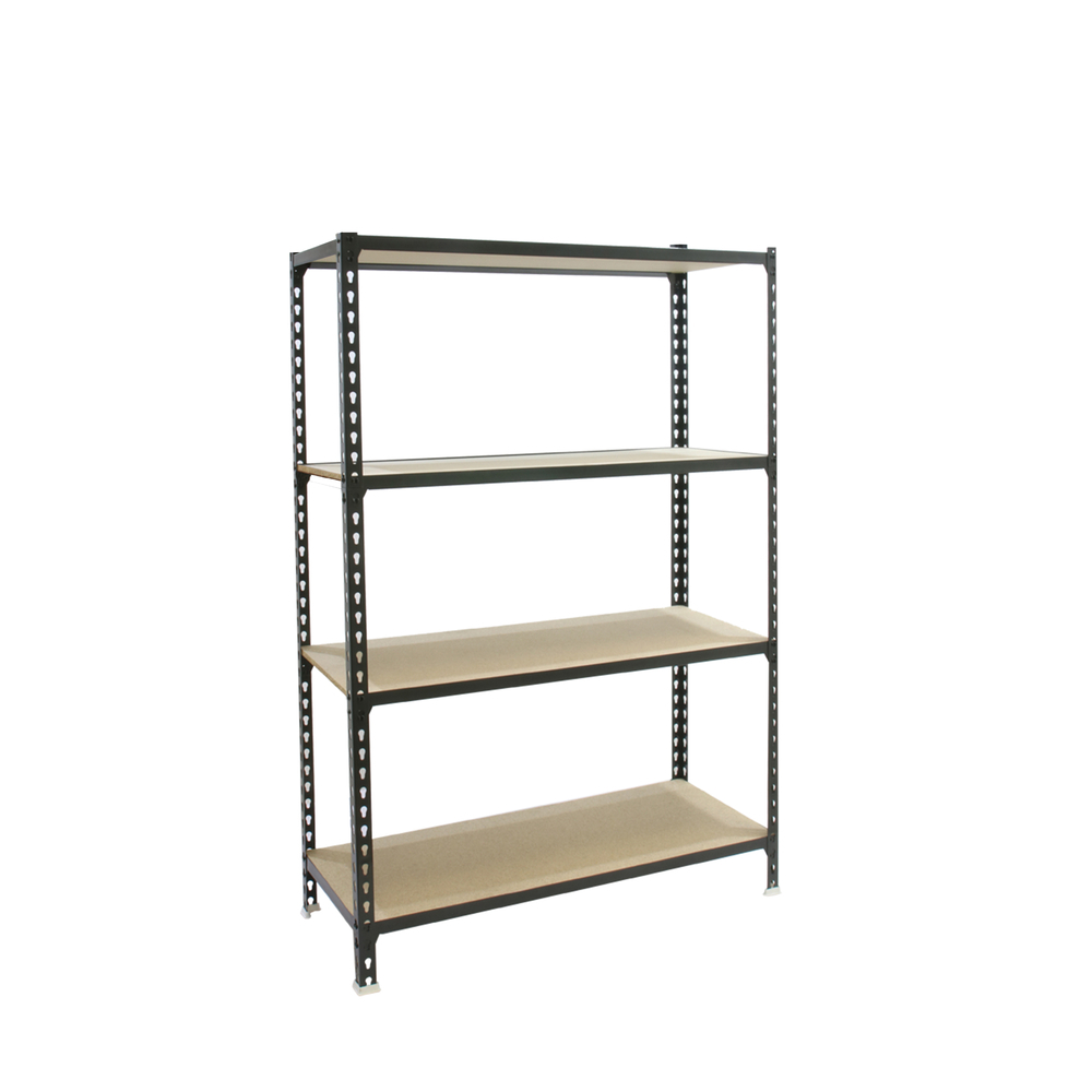 Rayonnage bois-métal léger sans vis 1500x800x400 - 4 niveaux Anthracite/Bois - SIMON RACK - 8425437099182