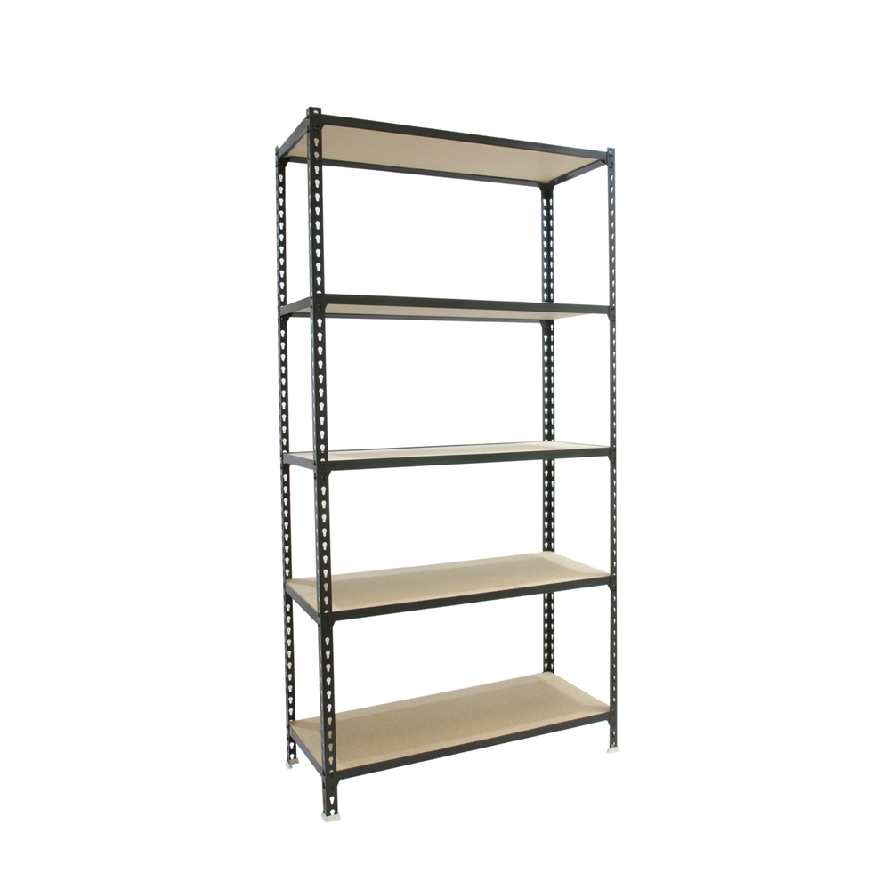 Rayonnage bois-métal léger sans vis 2000x1100x500 - 5 niveaux Anthracite/Bois - SIMON RACK - 8425437099328