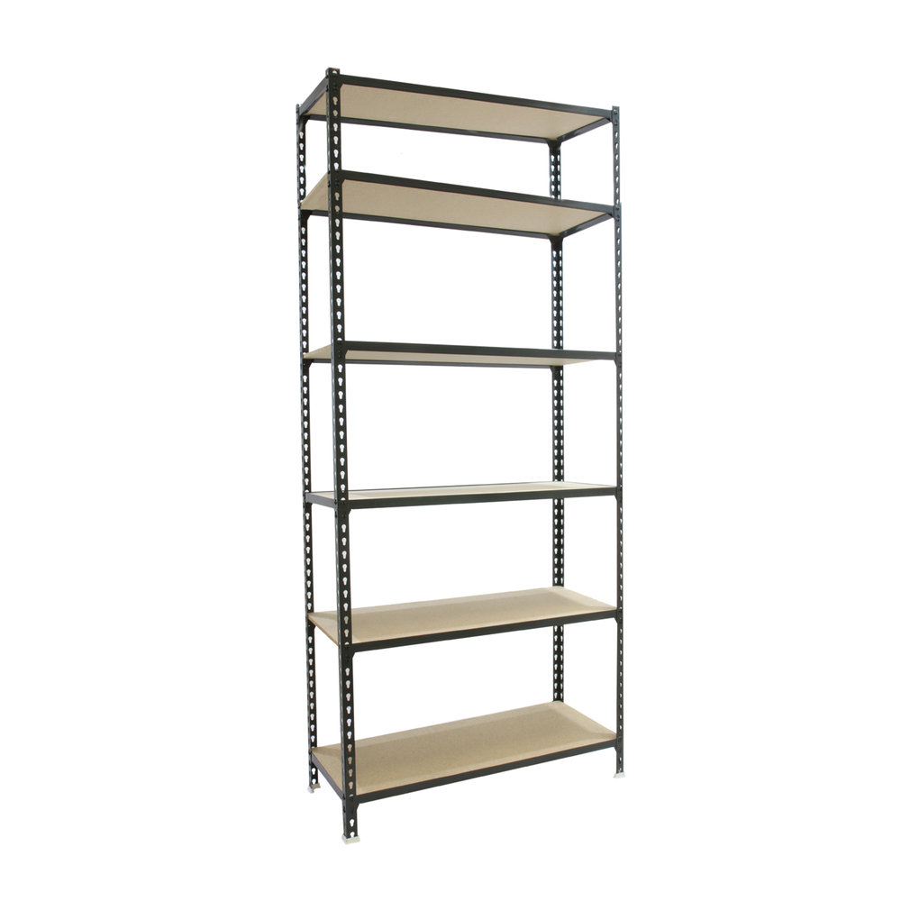 Rayonnage bois-métal léger sans vis 2500x1000x300 - 6 niveaux Anthracite/Bois - SIMON RACK - 8425437099359