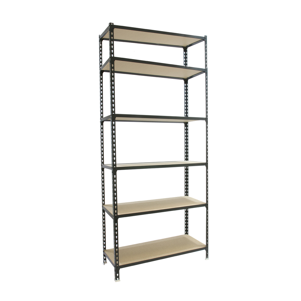Rayonnage bois-métal léger sans vis 2500x1100x400 - 6 niveaux Anthracite/Bois - SIMON RACK - 8425437099403