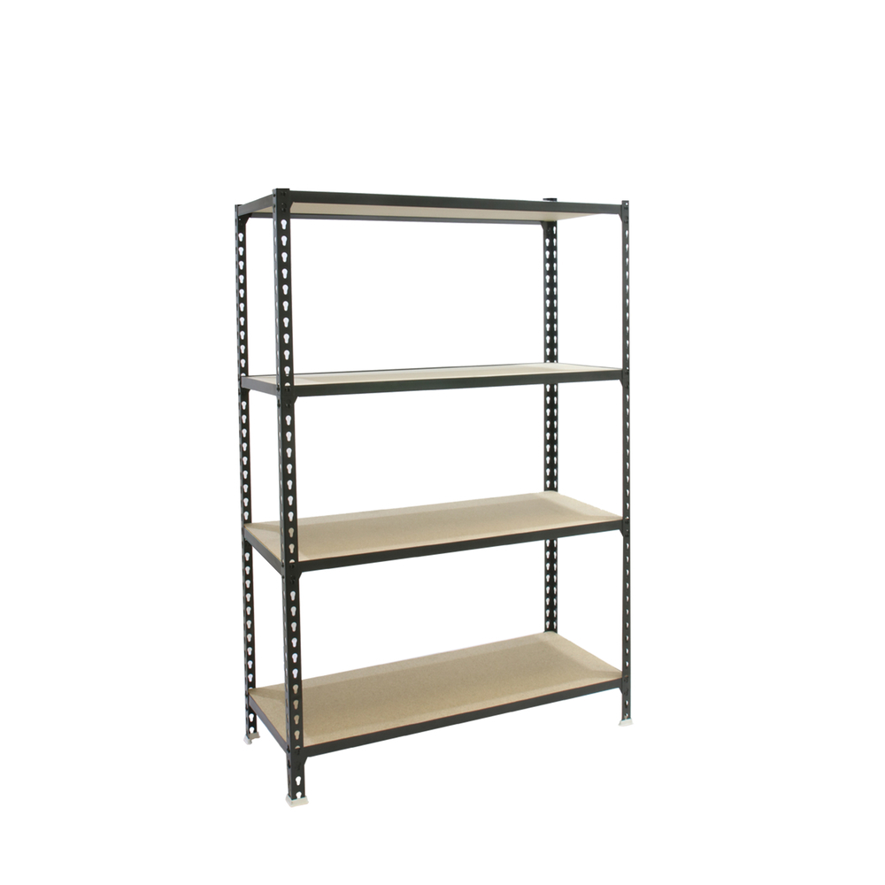 Rayonnage bois-métal léger sans vis 1500x1200x300 - 4 niveaux Anthracite/Bois - SIMON RACK - 8425437099496