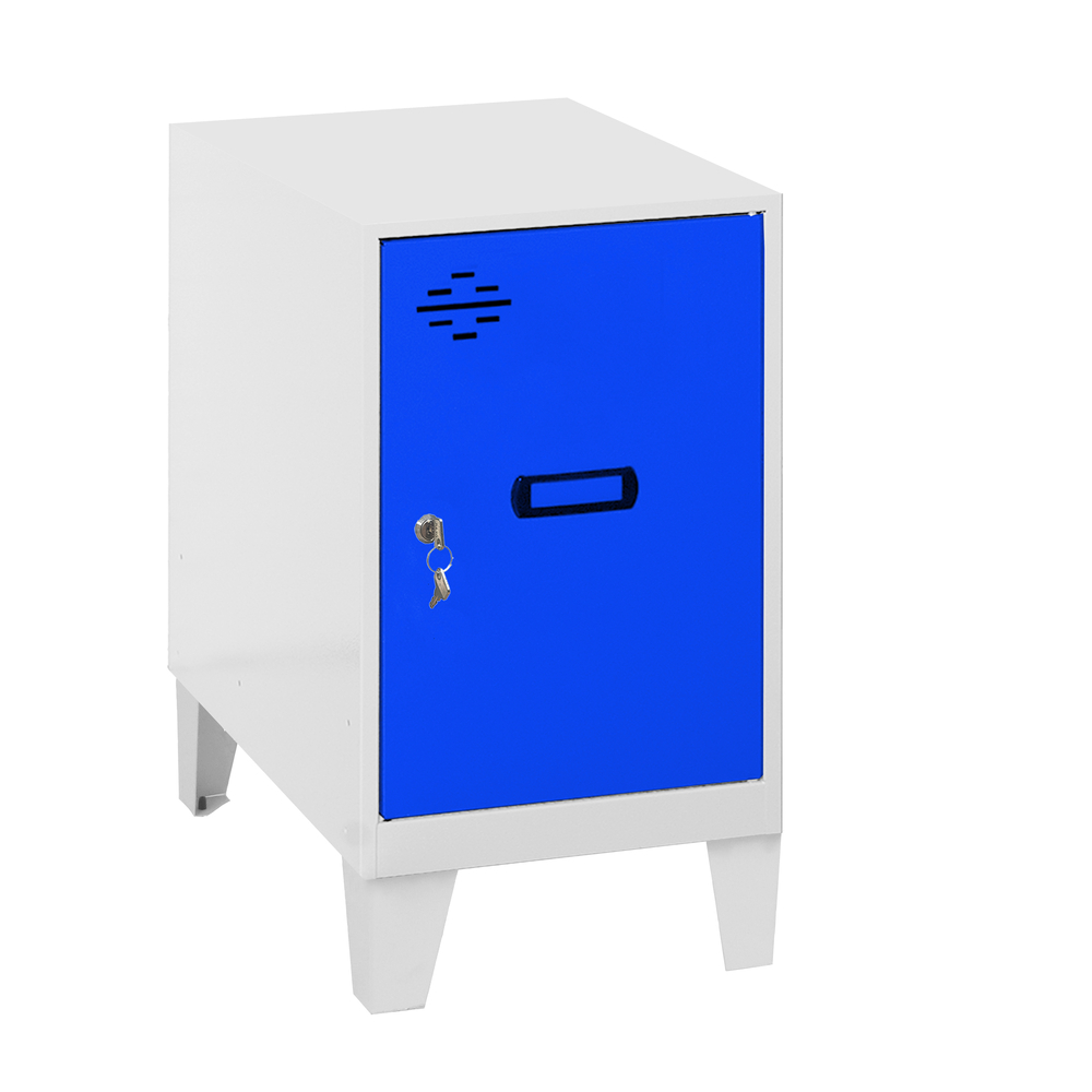 Vestiaire métallique monté 575x300x500 - Blanc/Bleu - SIMON RACK - 8425437119743