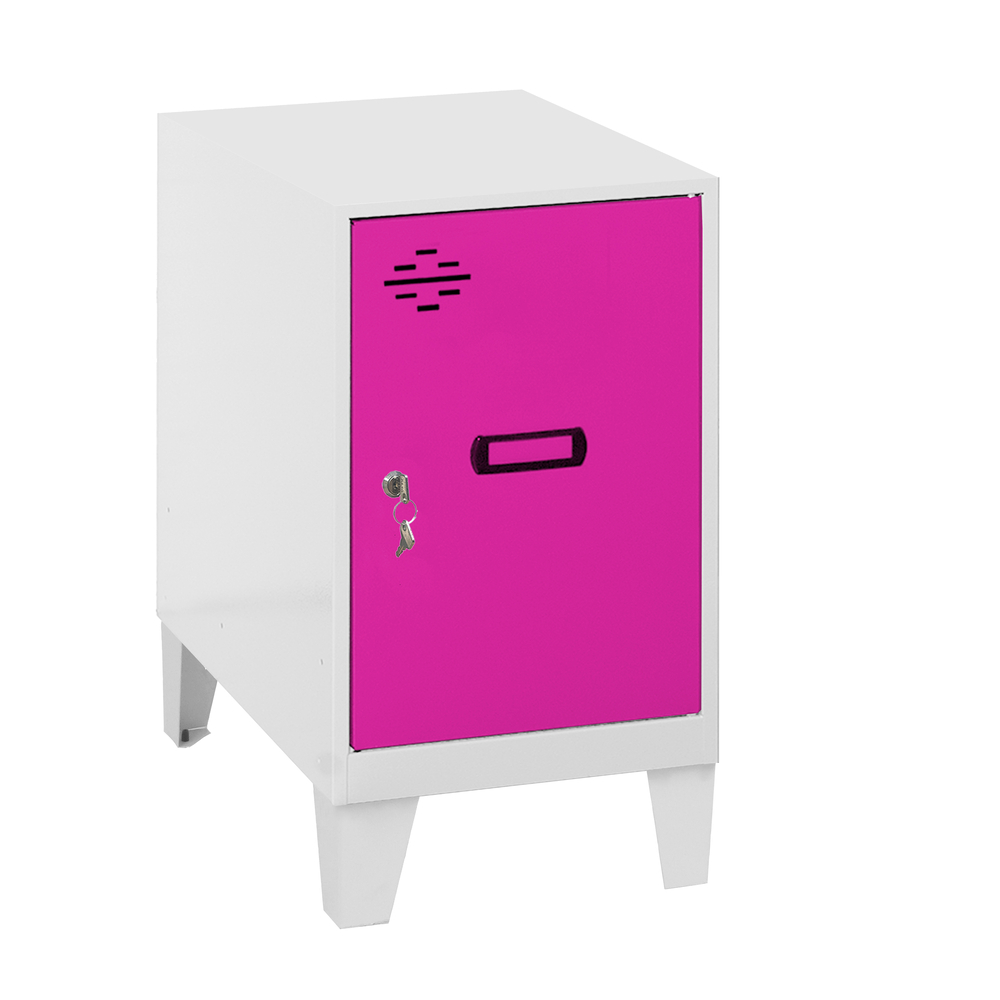 Vestiaire métallique monté 575x300x500 - Blanc/Rose - SIMON RACK - 8425437119774