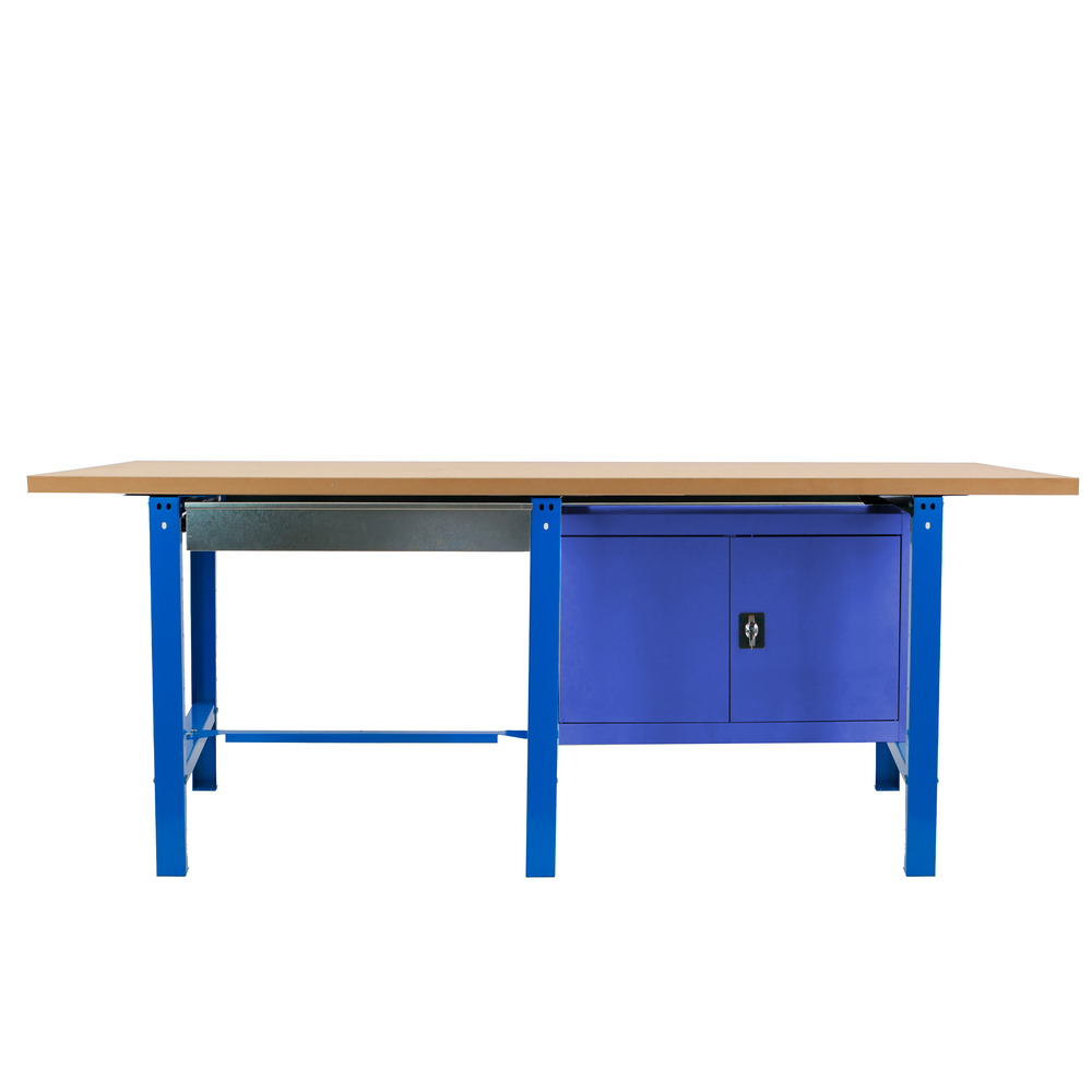 Kit établi Bricolage - 865x2100x750 - 1 niveau Bleu/Bois - SIMON RACK - 8425437126895