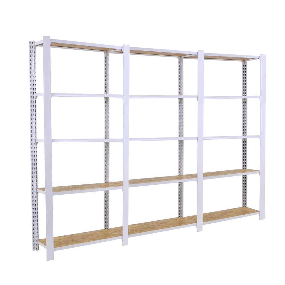 Rayonnage de bureau charge légère sans vis 2100x2400x300 - 5 niveaux Blanc - SIMON RACK - 8425437127342