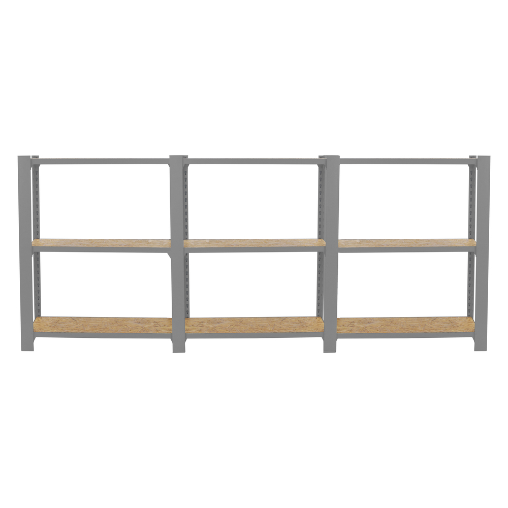 Rayonnage de bureau charge légère sans vis 1000x2400x300 - 3 niveaux Gris - SIMON RACK - 8425437127496