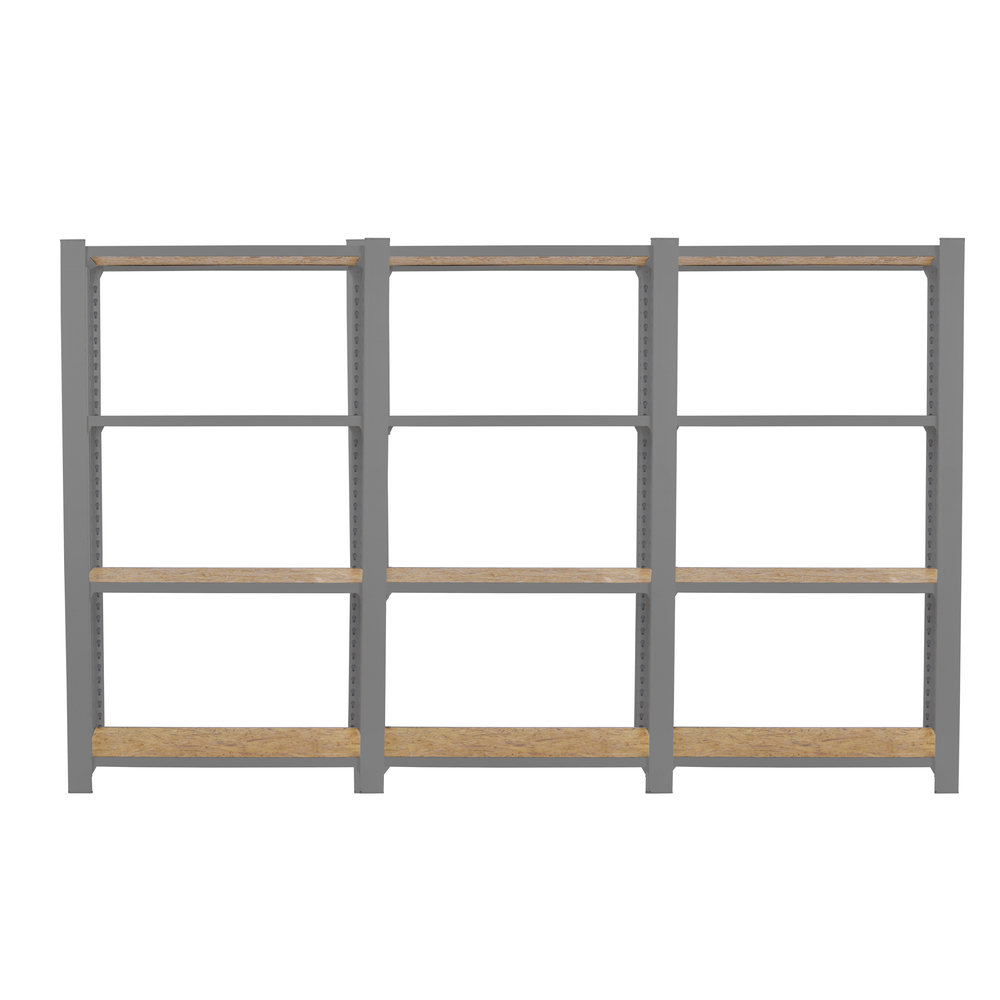 Rayonnage de bureau charge légère sans vis 1500x2400x300 - 4 niveaux Gris - SIMON RACK - 8425437127526