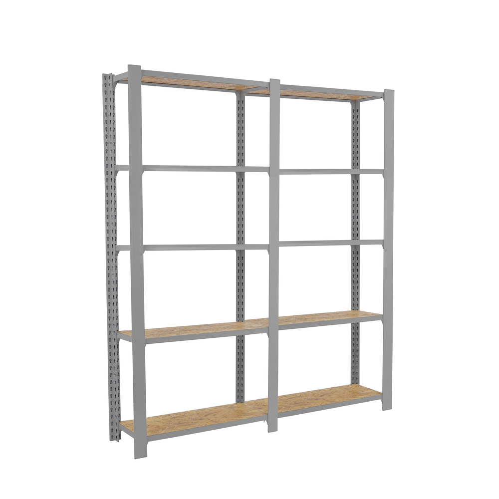 Rayonnage de bureau charge légère sans vis 2100x1600x300 - 5 niveaux Gris - SIMON RACK - 8425437127540
