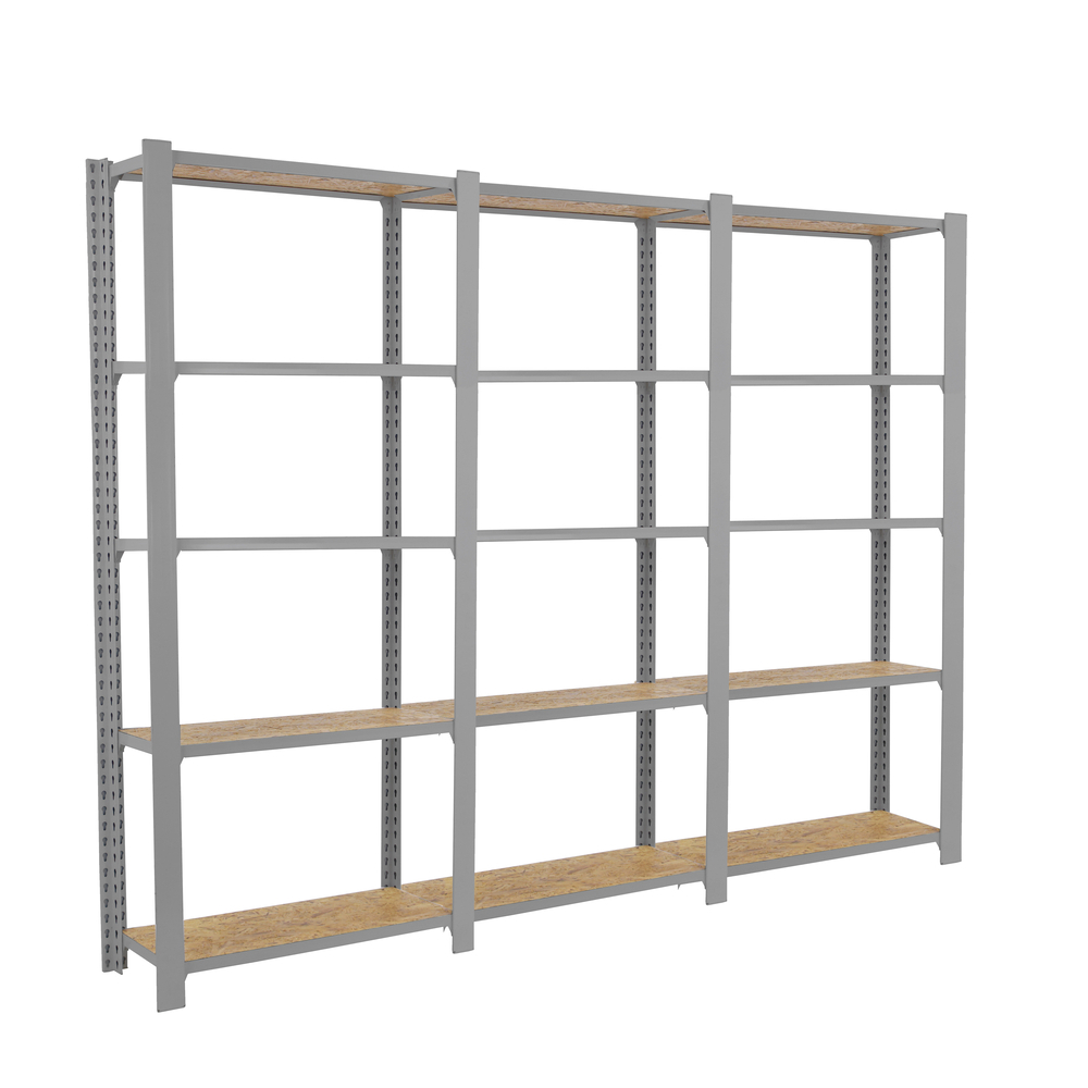 Rayonnage de bureau charge légère sans vis 2100x2400x300 - 5 niveaux Gris - SIMON RACK - 8425437127557