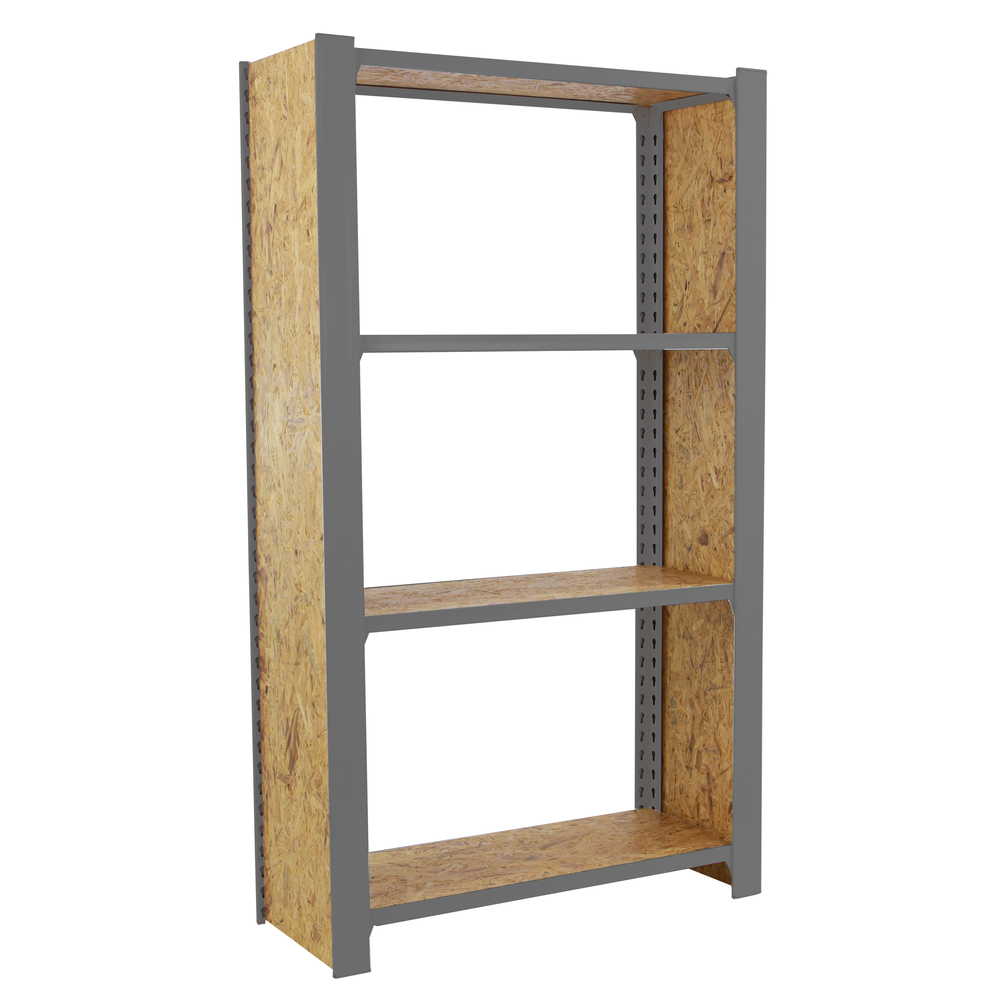 Rayonnage de bureau charge légère sans vis 1500x800x300 - 4 niveaux Gris - SIMON RACK - 8425437127595