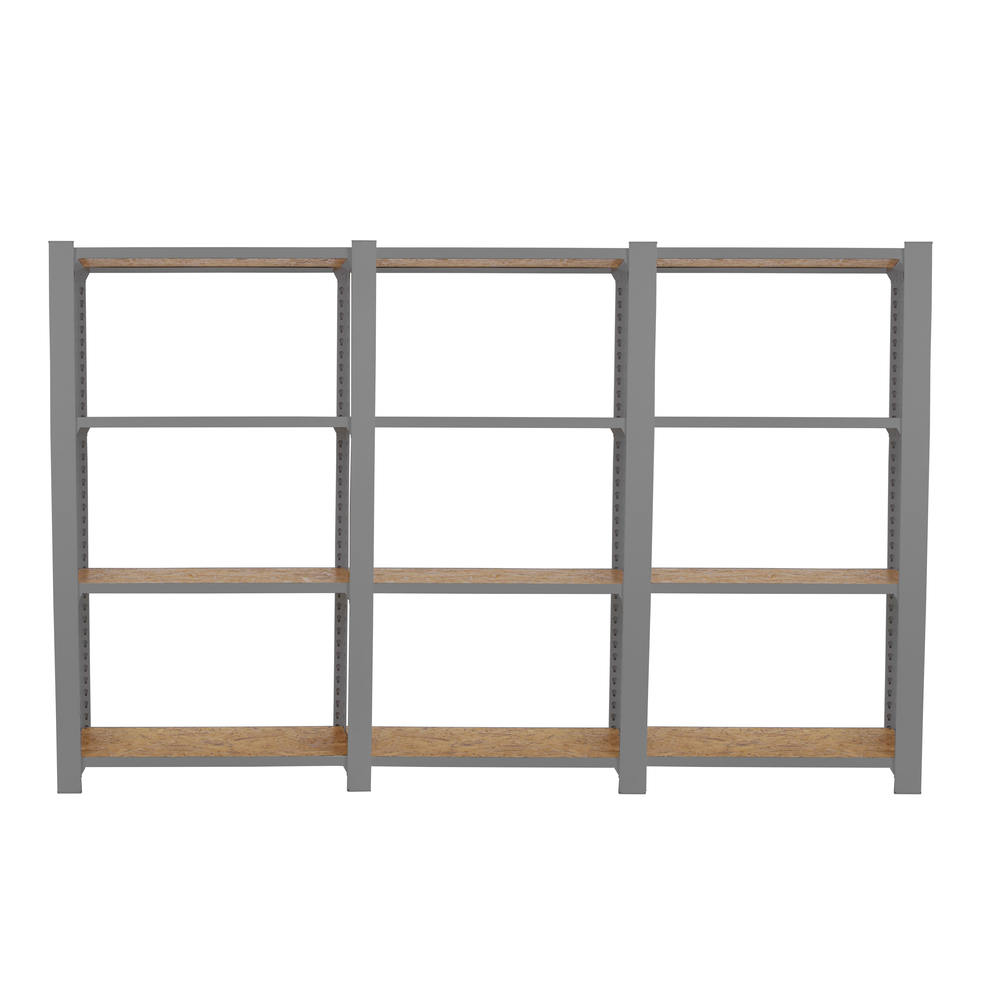 Rayonnage de bureau charge légère sans vis 1500x2400x300 - 4 niveaux Gris - SIMON RACK - 8425437127618