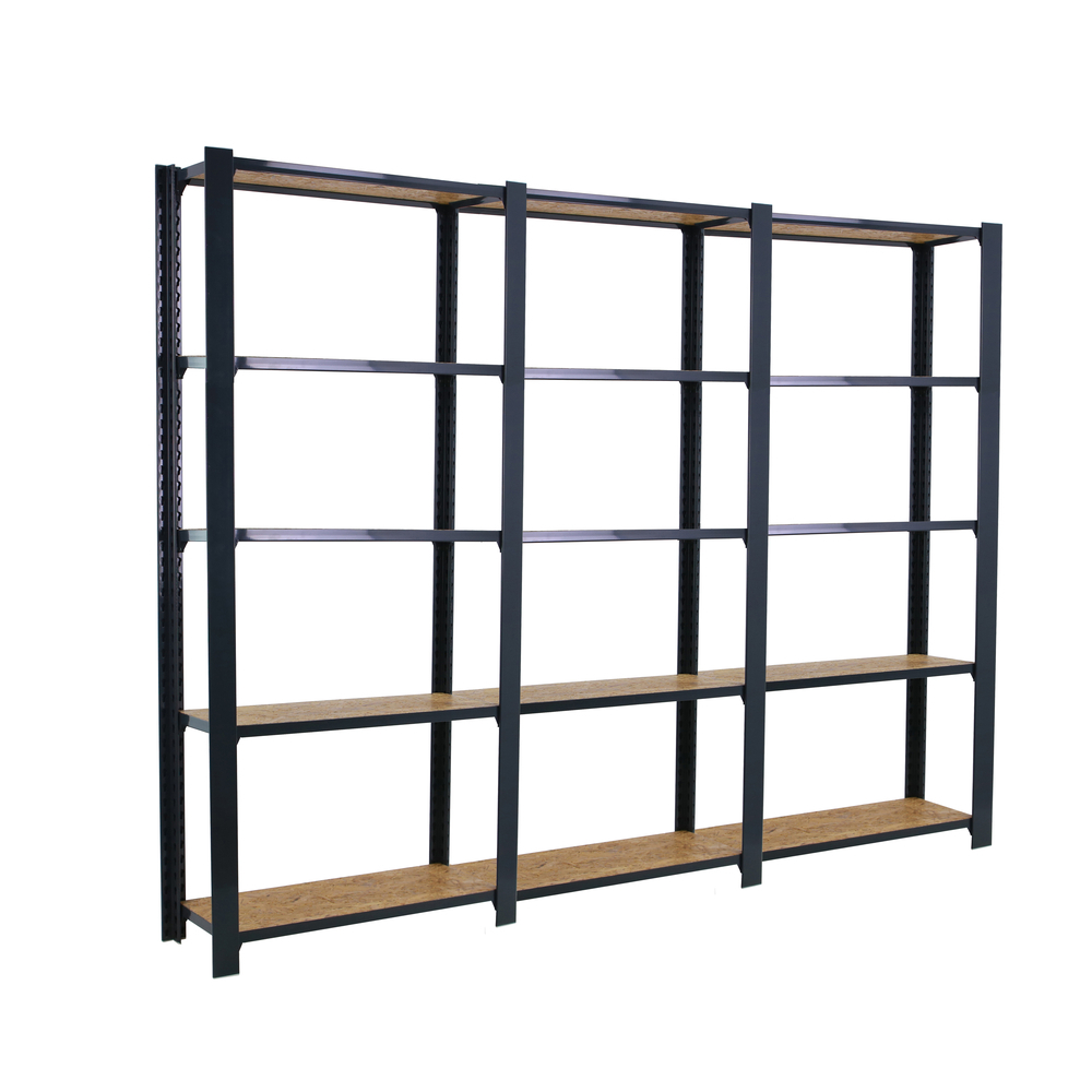 Rayonnage de bureau charge légère sans vis 2100x2400x300 - 5 niveaux Anthracite - SIMON RACK - 8425437127731