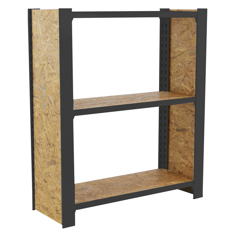 Rayonnage de bureau charge légère sans vis 1000x800x300 - 3 niveaux Anthracite/Bois - SIMON RACK - 8425437127748