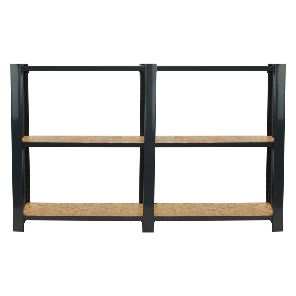 Rayonnage de bureau charge légère sans vis 1000x1600x300 - 3 niveaux Anthracite/Bois - SIMON RACK - 8425437127755