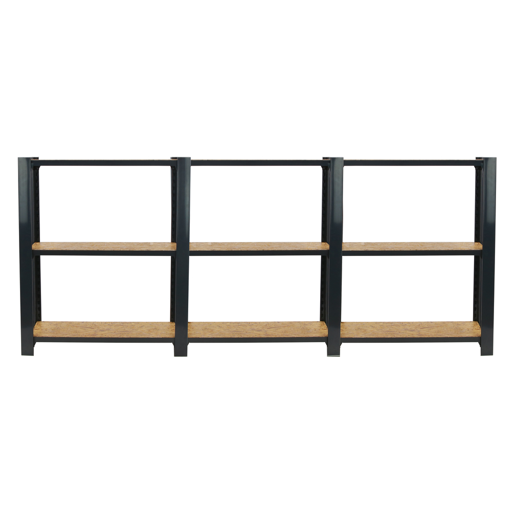 Rayonnage de bureau charge légère sans vis 1000x2400x300 - 3 niveaux Anthracite/Bois - SIMON RACK - 8425437127762