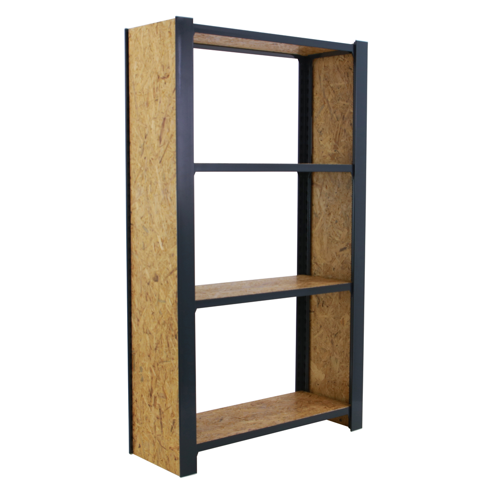 Rayonnage de bureau charge légère sans vis 1500x800x300 - 4 niveaux Anthracite/Bois - SIMON RACK - 8425437127779