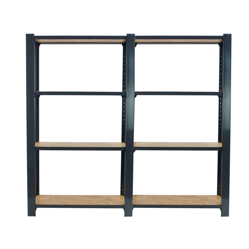 Rayonnage de bureau charge légère sans vis 1500x1600x300 - 4 niveaux Anthracite/Bois - SIMON RACK - 8425437127786