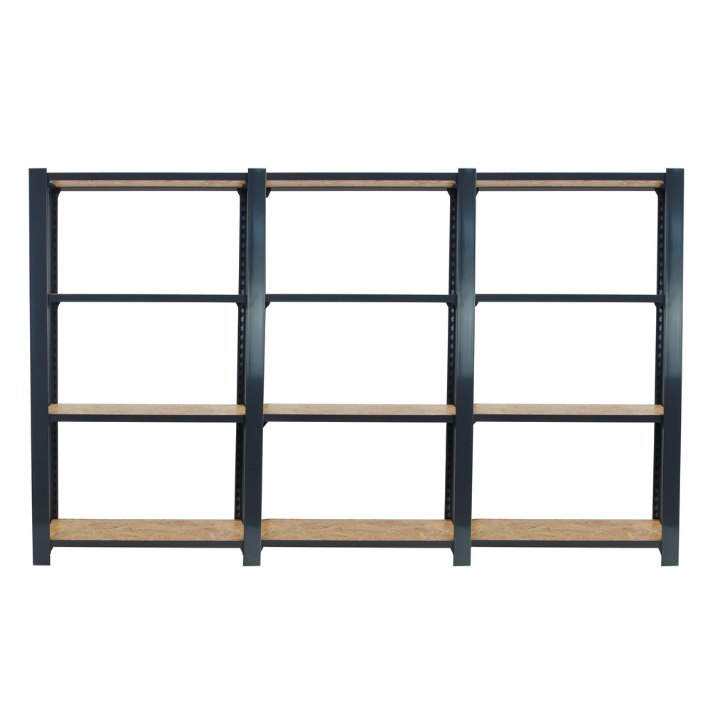 Rayonnage de bureau charge légère sans vis 1500x2400x300 - 4 niveaux Anthracite/Bois - SIMON RACK - 8425437127793