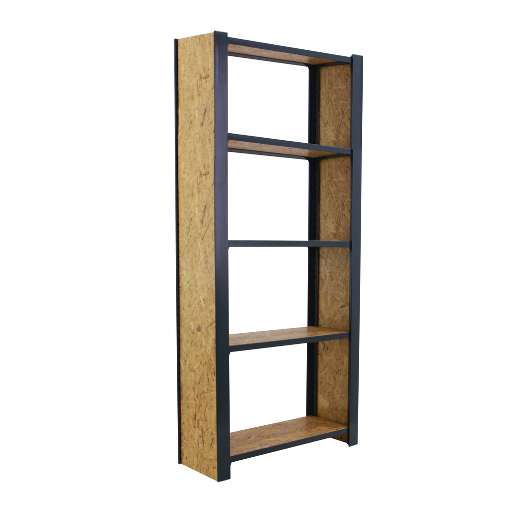 Rayonnage de bureau charge légère sans vis 2100x800x300 - 5 niveaux Anthracite/Bois - SIMON RACK - 8425437127809