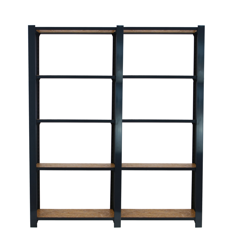 Rayonnage de bureau charge légère sans vis 2100x1600x300 - 5 niveaux Anthracite/Bois - SIMON RACK - 8425437127816