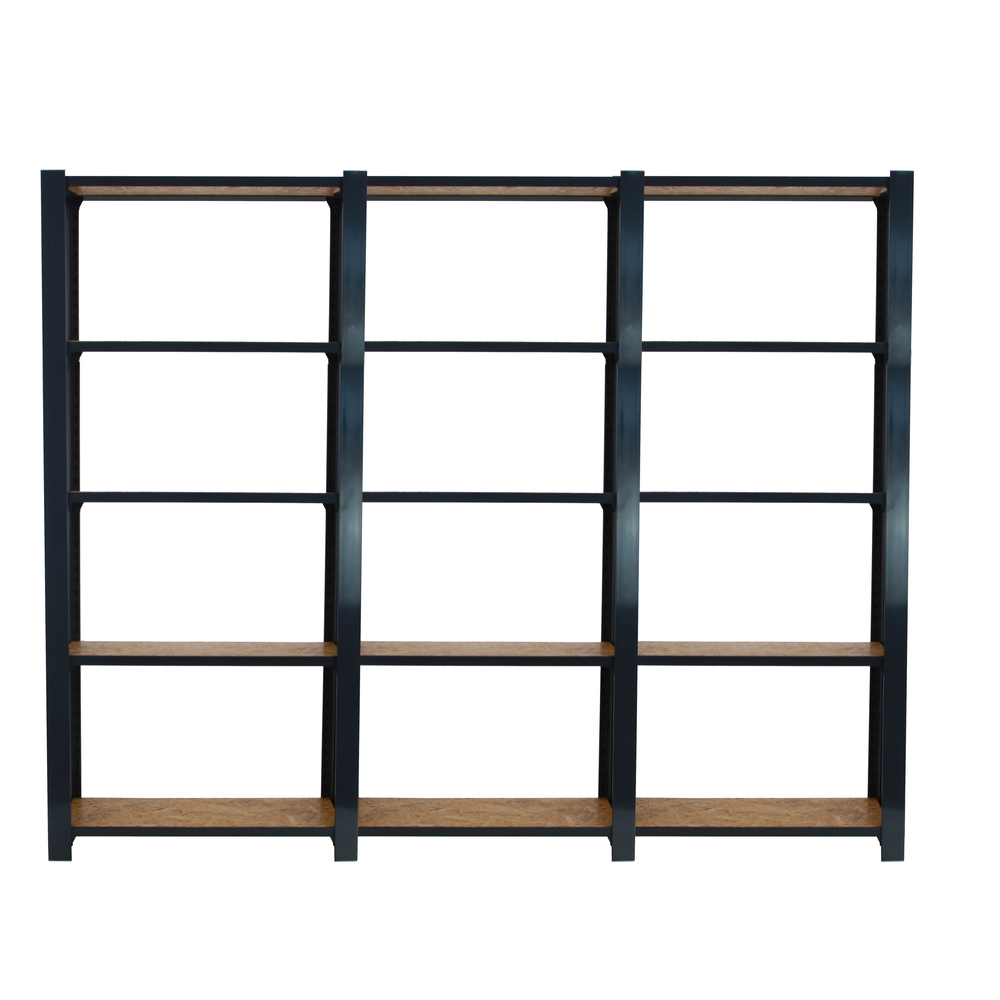 Rayonnage de bureau charge légère sans vis 2100x2400x300 - 5 niveaux Anthracite/Bois - SIMON RACK - 8425437127823