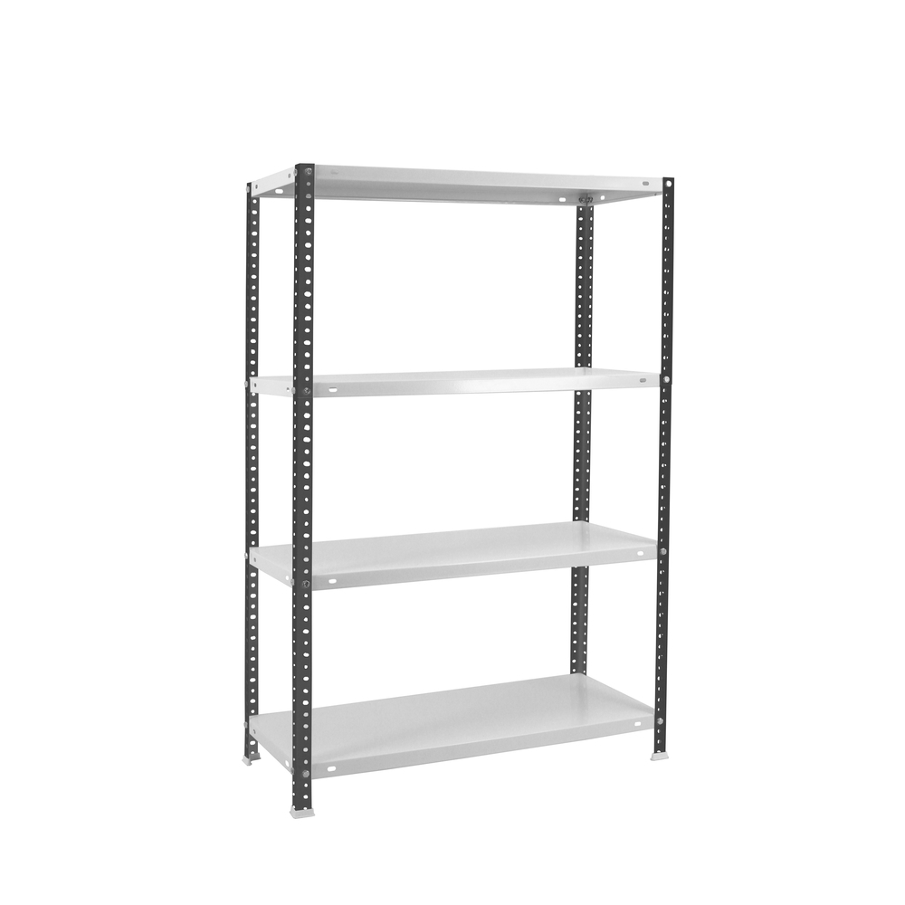 Rayonnage métallique léger à vis 1500x800x300 - 4 niveaux Anthracite/Blanc - SIMON RACK - 8425437130359