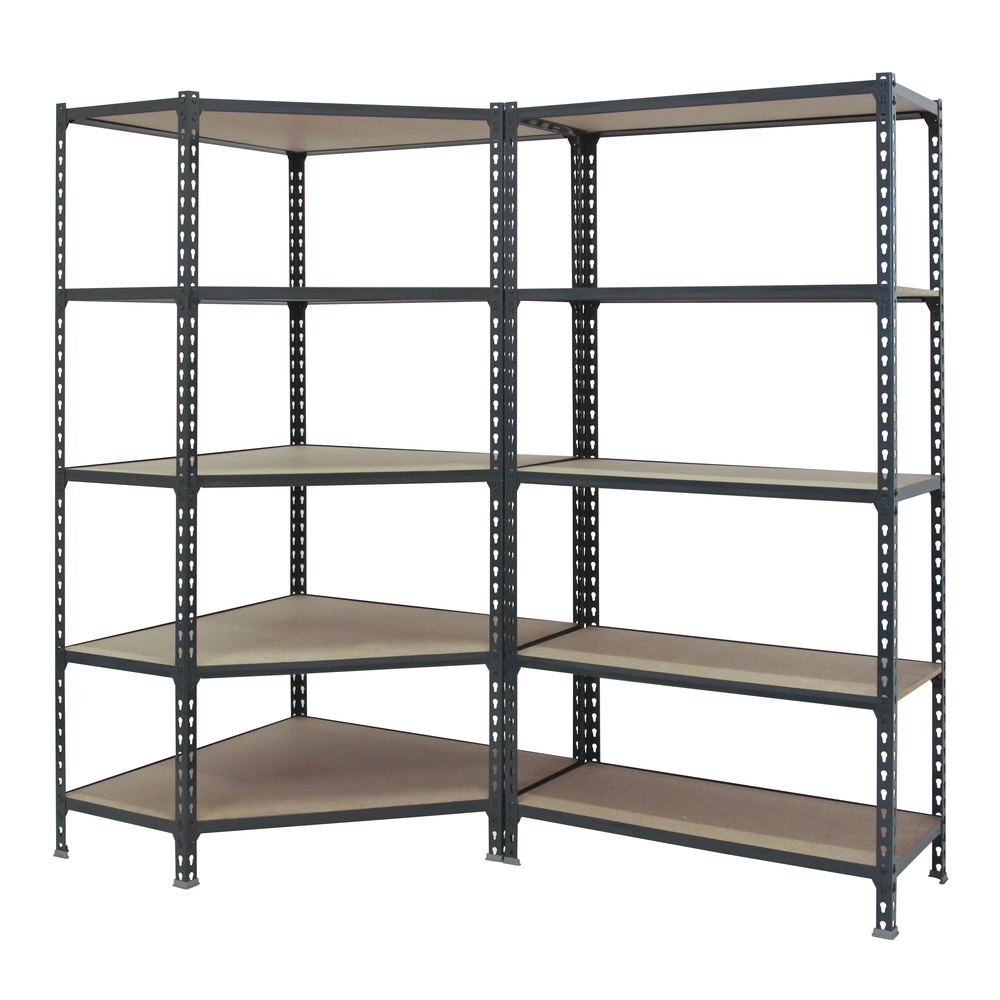 Rayonnage métallique léger sans vis 1800x1800x500 - 5 niveaux Bois/Anthracite - SIMON RACK - 8425437135347
