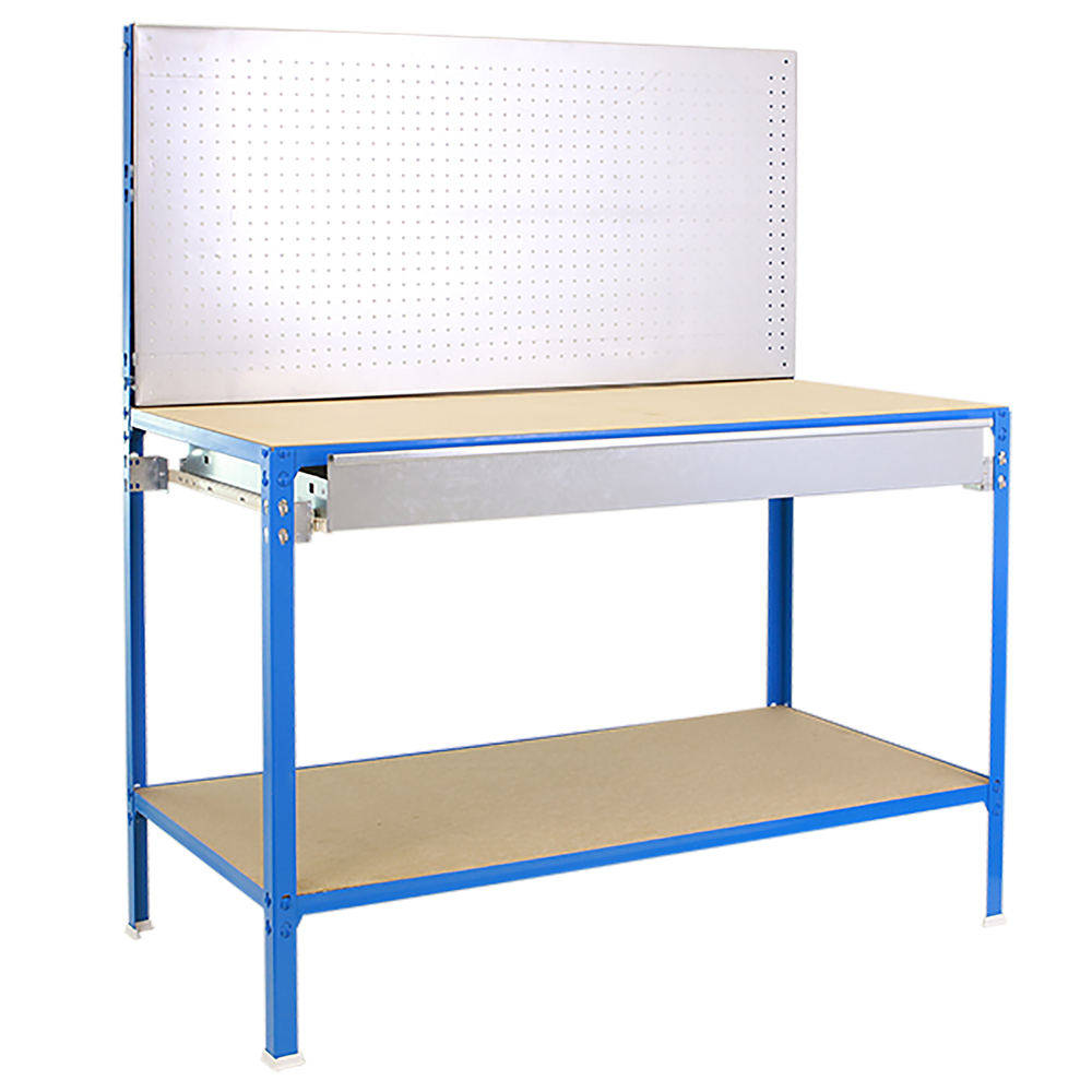 Kit établi Basic - 1445x1210x610 - 2 niveaux Bleu/Galvanisé/Bois - SIMON RACK - 8425437135545