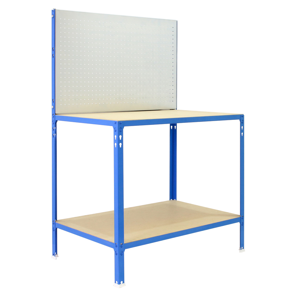 Kit établi Basic - 1445x910x610 - 2 niveaux Bleu/Galvanisé/Bois - SIMON RACK - 8425437135576