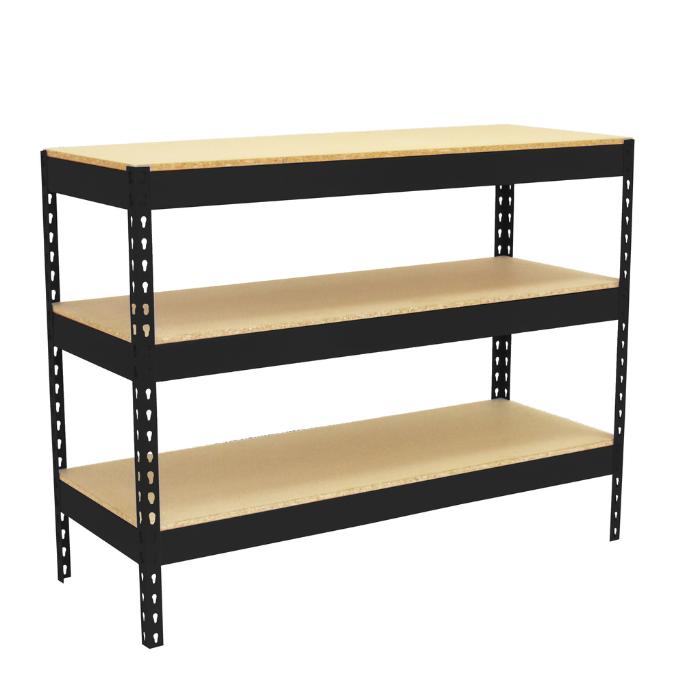 Kit établi Basic - 900x1200x450 - 3 niveaux Anthracite/Bois - SIMON RACK - 8425437137785