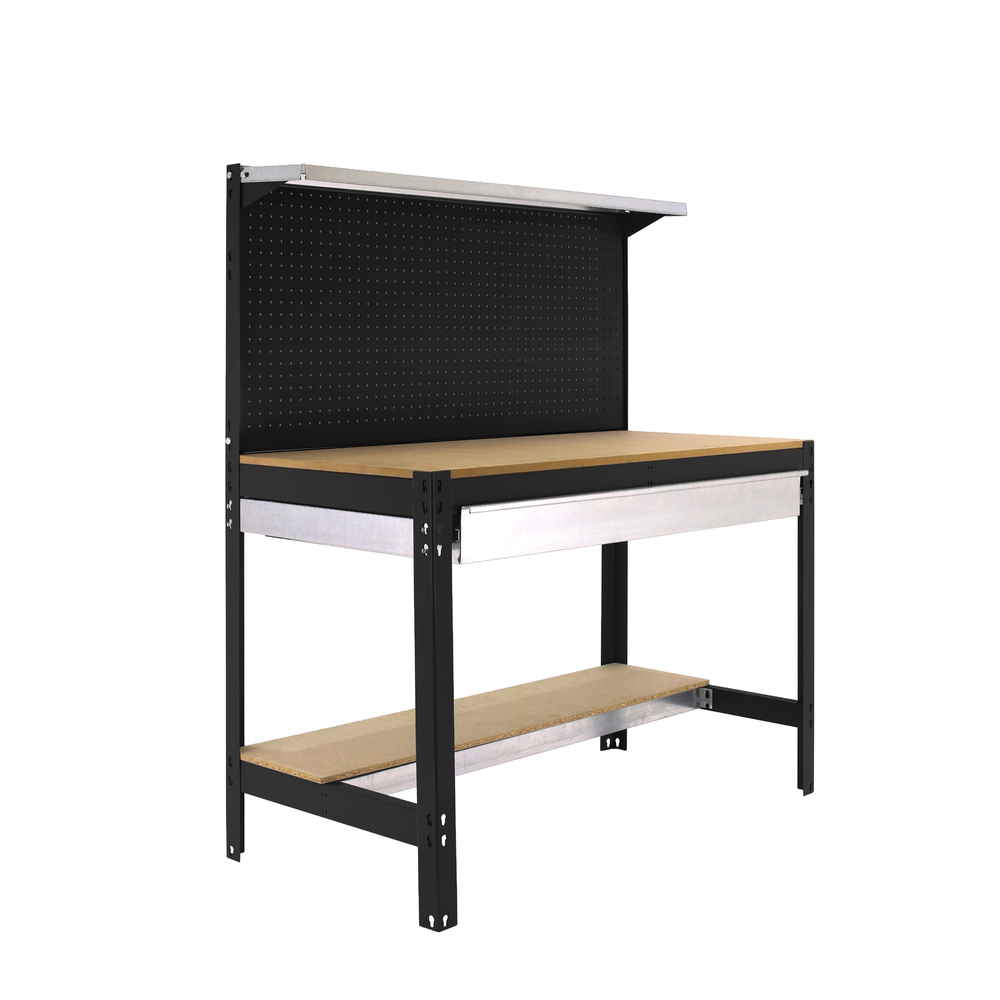 Kit établi Bricolage - 1445x910x610 - 3 niveaux Anthracite/Bois - SIMON RACK - 8425437138263