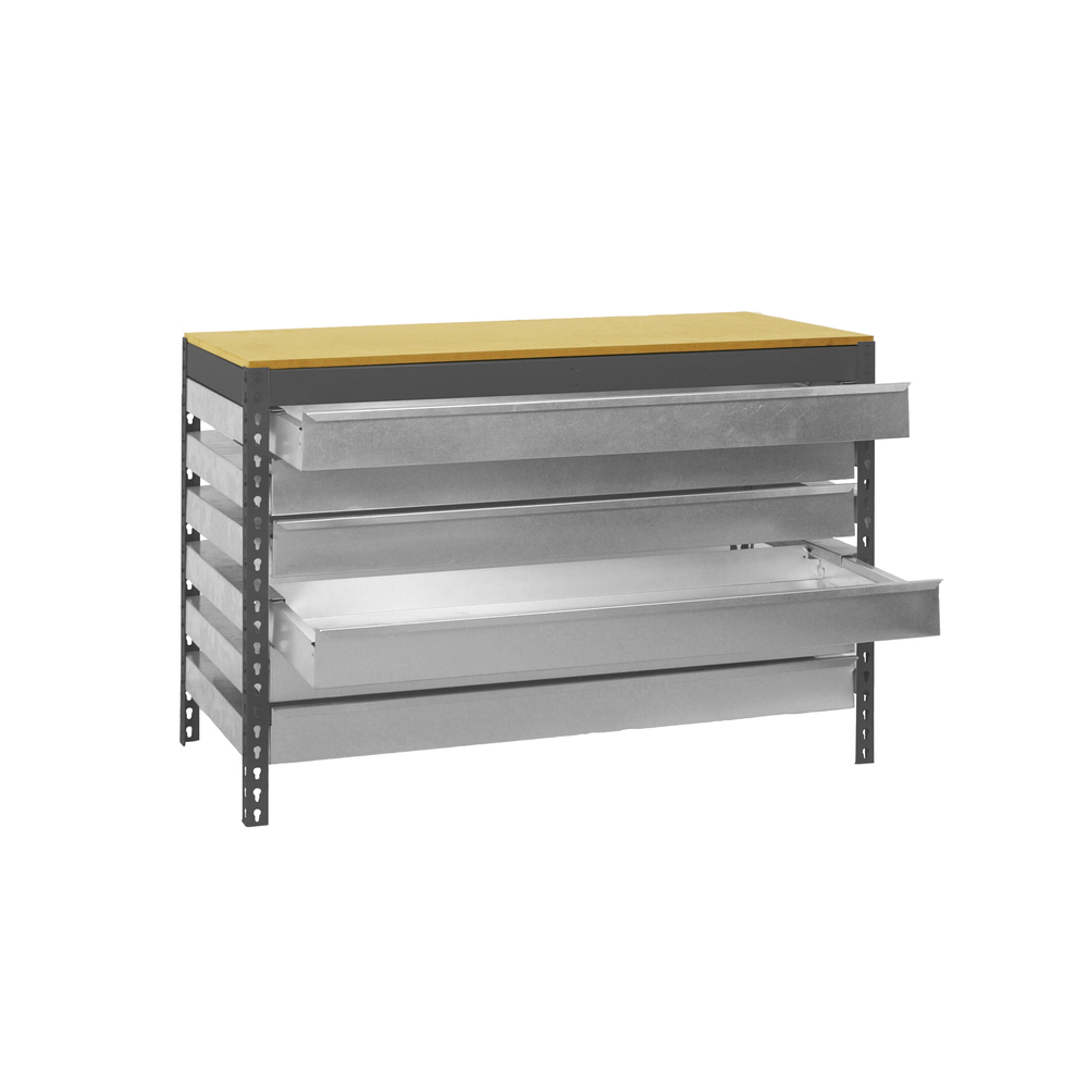 Kit établi Bricolage - 842x1510x760 - 1 niveau Anthracite/Bois - SIMON RACK - 8425437138416