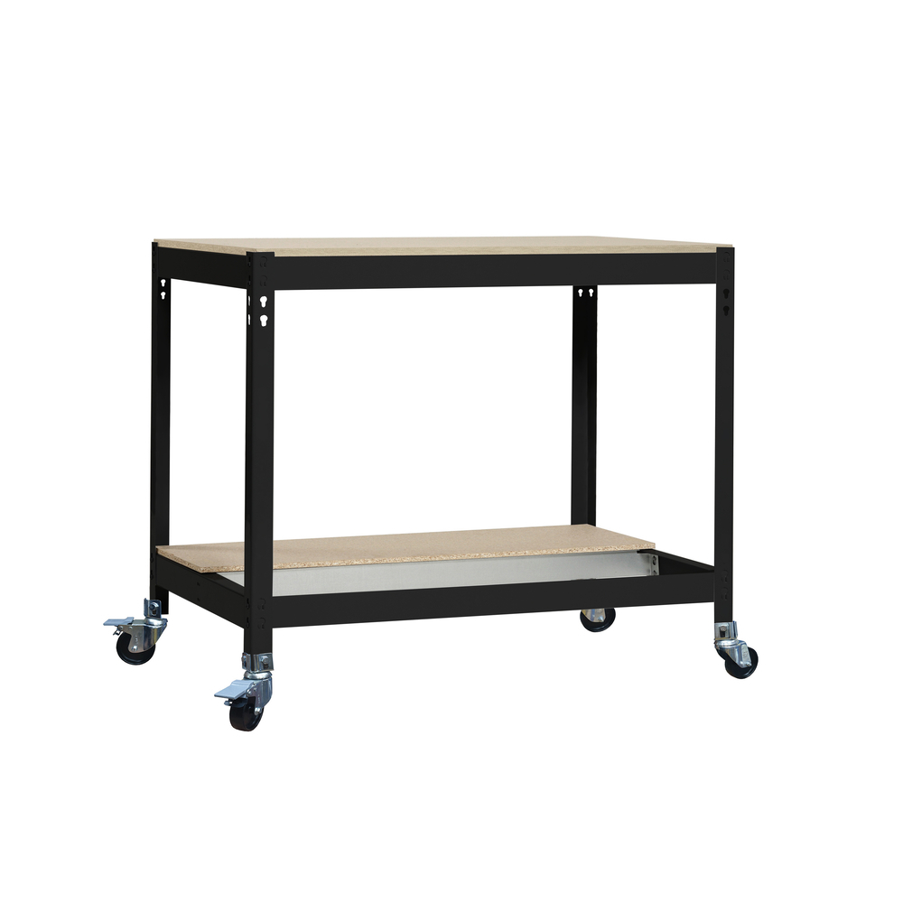 Kit établi mobile Bricolage - 917x1510x760 - 2 niveaux Anthracite/Bois - SIMON RACK - 8425437138447
