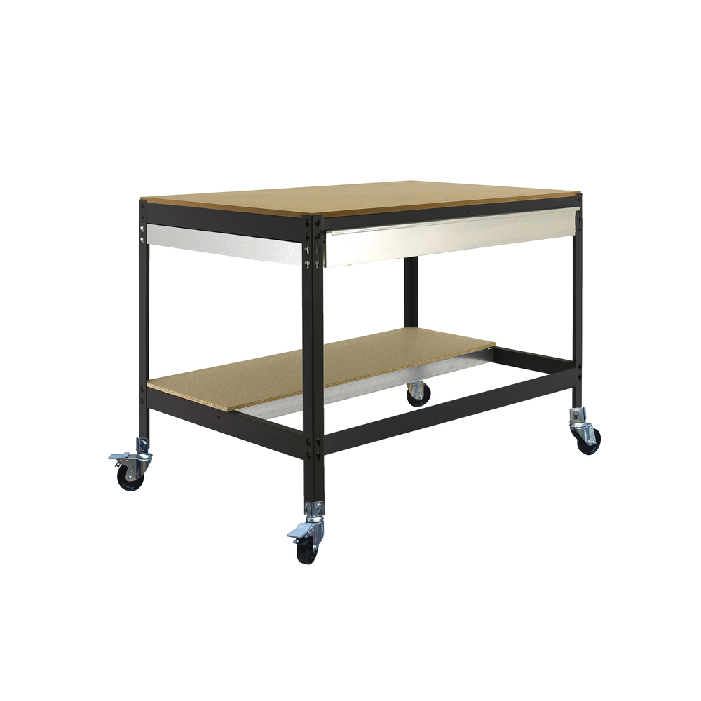 Kit établi mobile Bricolage - 917x910x610 - 2 niveaux Anthracite/Bois - SIMON RACK - 8425437138454