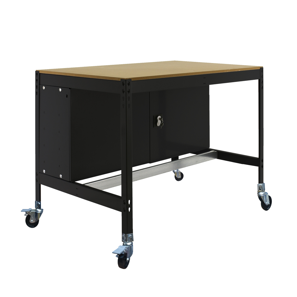 Kit établi mobile Bricolage - 917x910x610 - 1 niveau Anthracite/Bois - SIMON RACK - 8425437138485