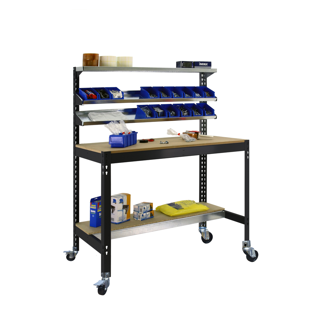 Kit établi mobile Bricolage - 1520x1510x760 - 5 niveaux Anthracite/Bois - SIMON RACK - 8425437138522