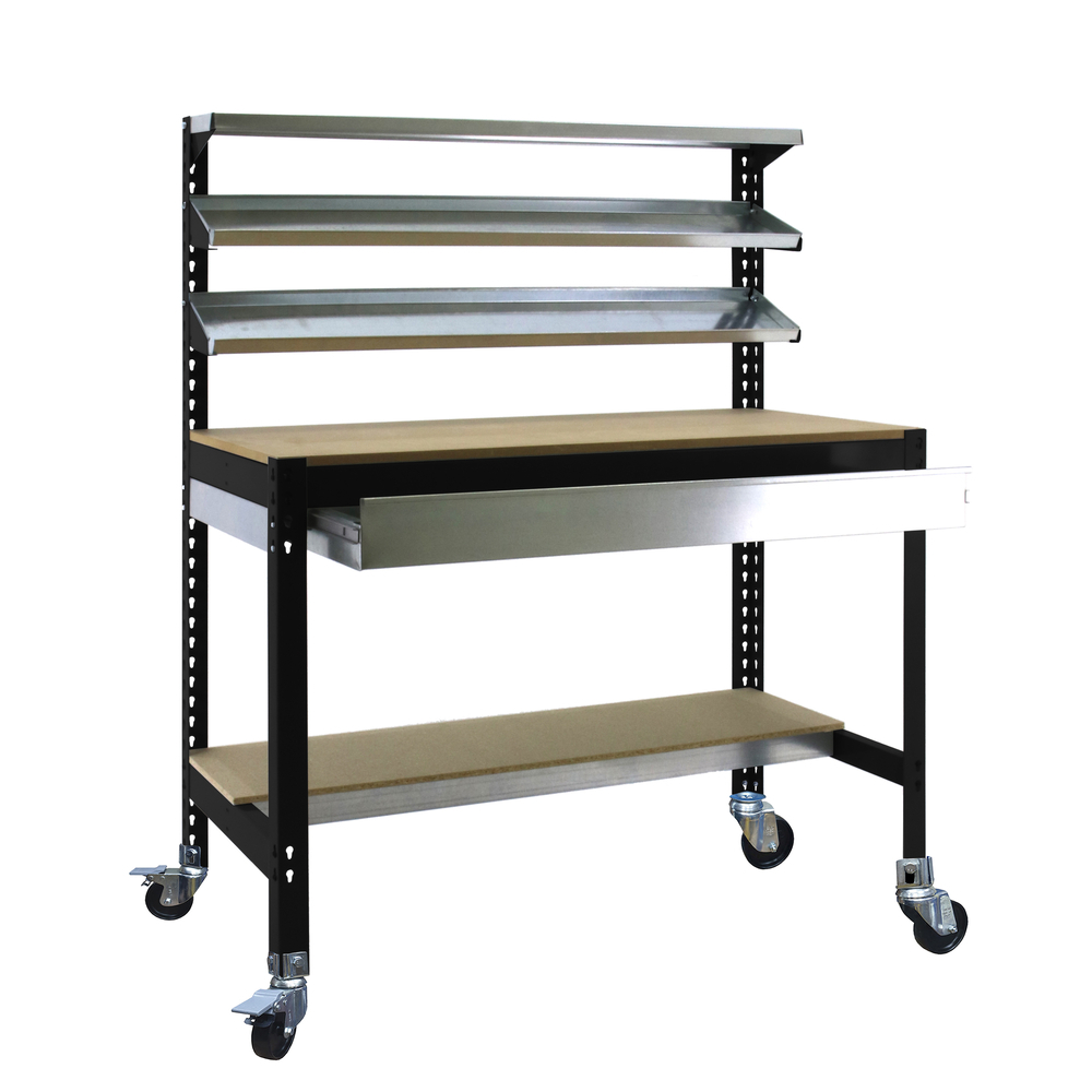 Kit établi mobile Bricolage - 1520x910x610 - 5 niveaux Anthracite/Bois - SIMON RACK - 8425437138539