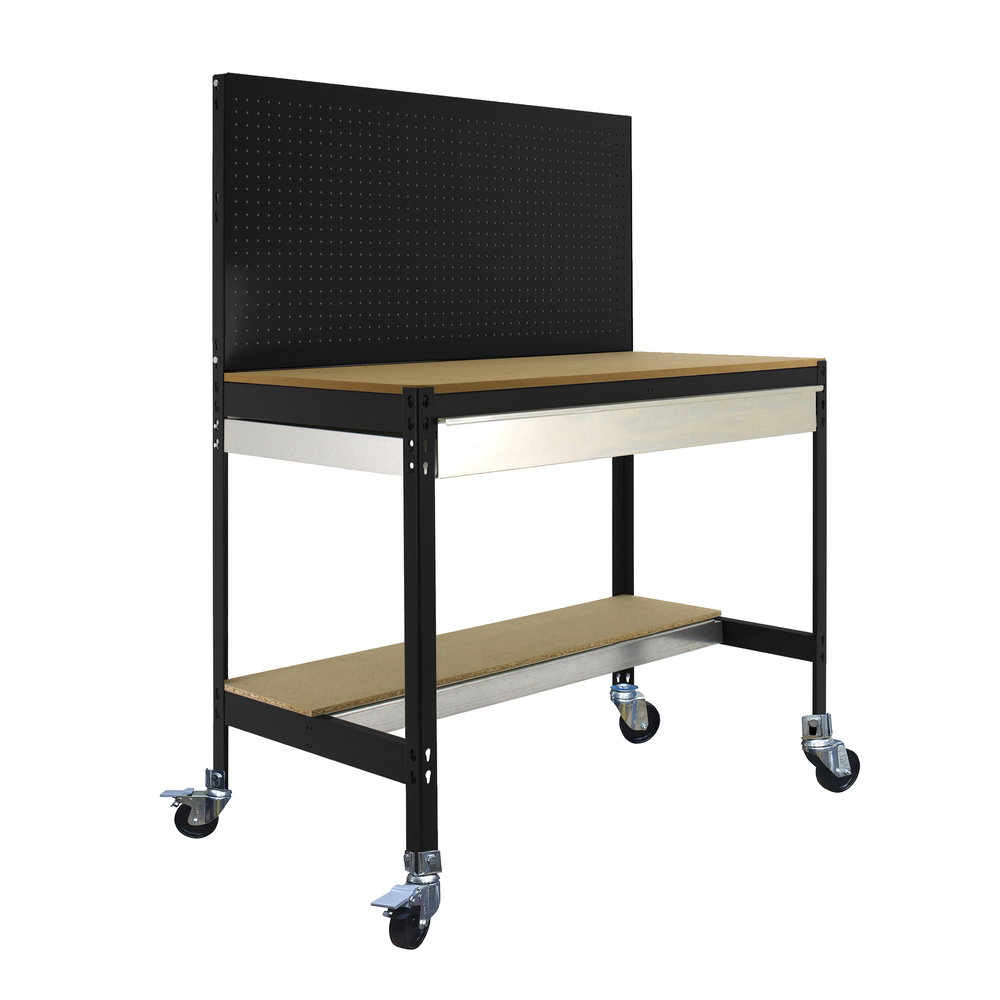 Kit établi mobile Bricolage - 1520x1510x610 - 2 niveaux Anthracite/Bois - SIMON RACK - 8425437138614