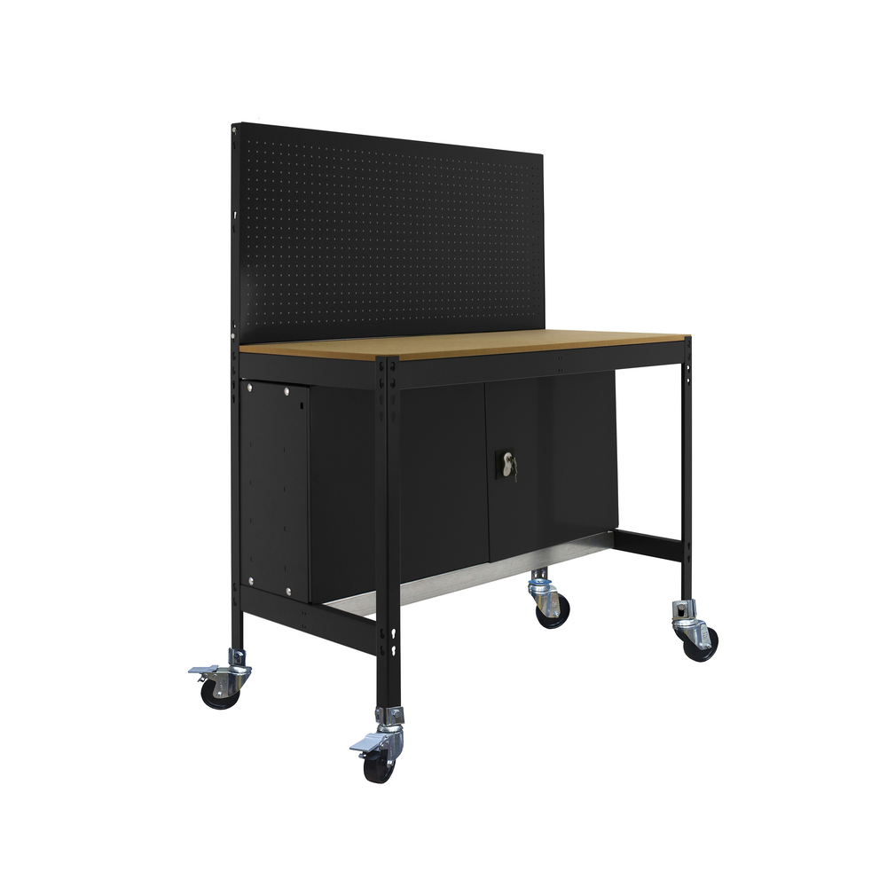 Kit établi mobile Bricolage - 1520x910x610 - 1 niveau Anthracite/Bois - SIMON RACK - 8425437138621