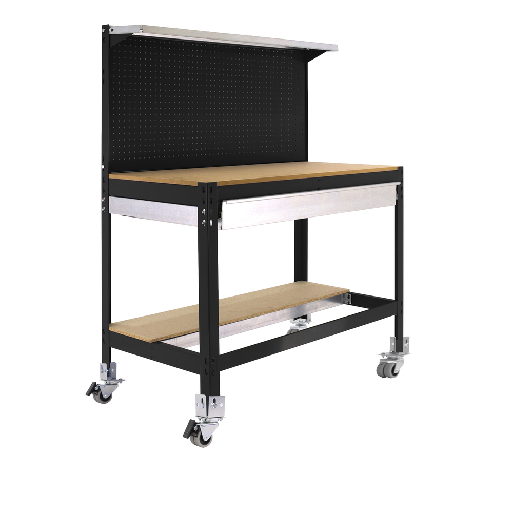 Kit établi mobile Bricolage - 1520x910x610 - 3 niveaux Anthracite/Bois - SIMON RACK - 8425437138676