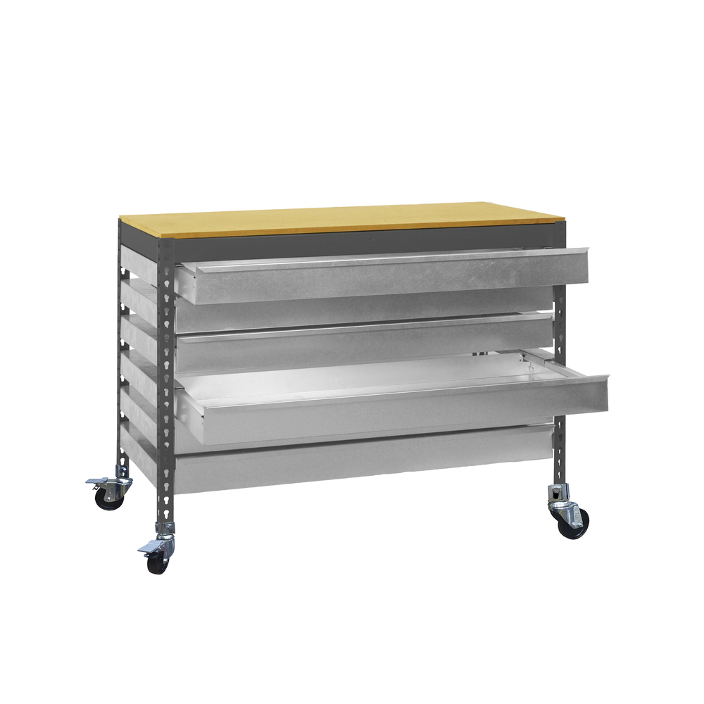 Kit établi mobile Bricolage - 917x910x610 - 1 niveau Anthracite/Bois - SIMON RACK - 8425437138768