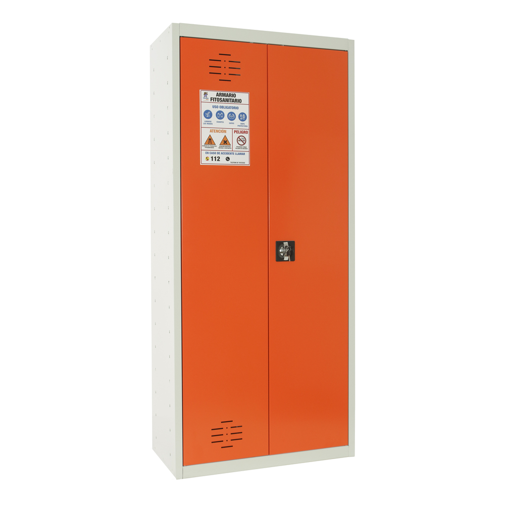 Vestiaire métallique monté 1800x800x400 - 4 niveaux Gris/Orange - SIMON RACK - 8425437143021