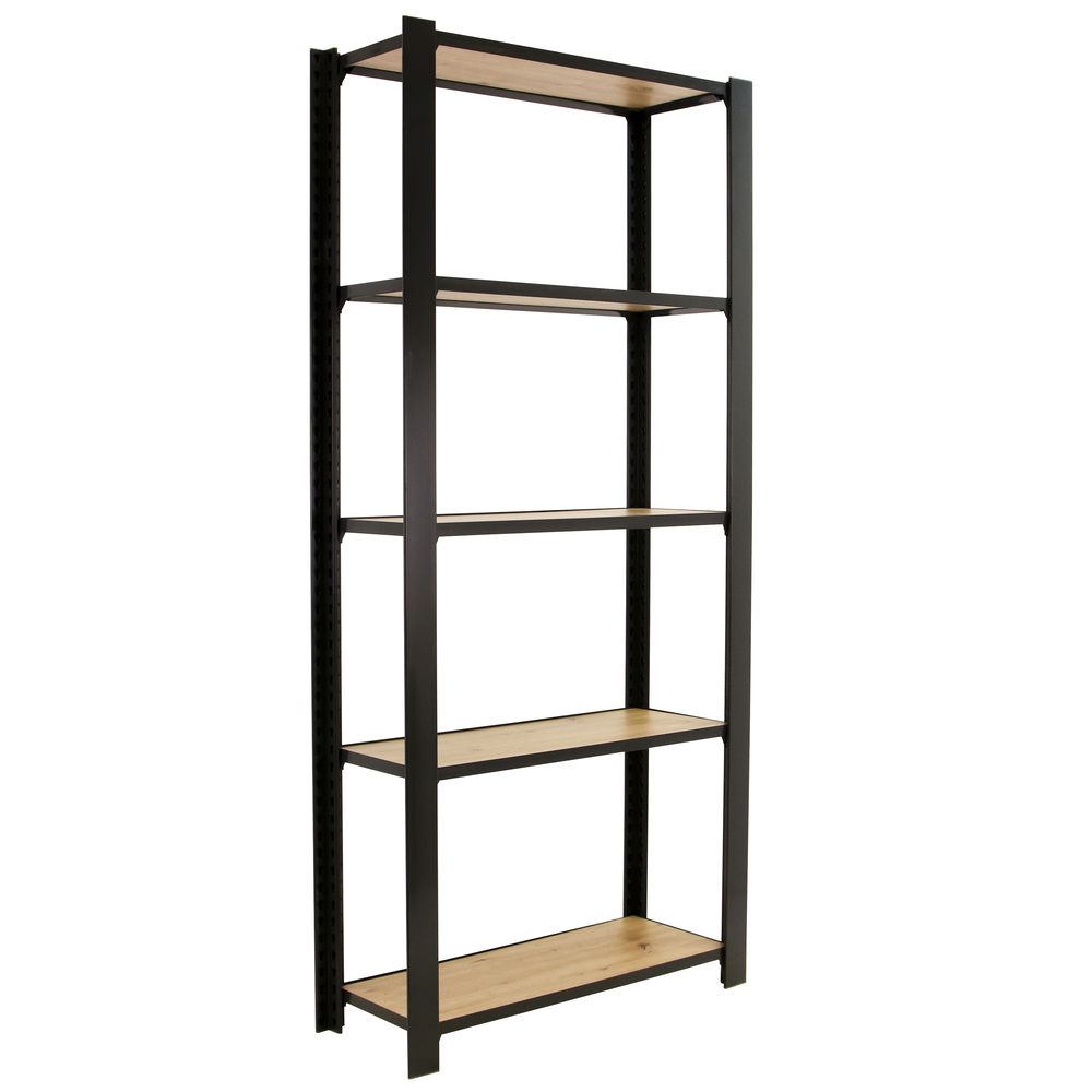 Rayonnage de bureau charge légère sans vis 2100x1600x300 - 5 niveaux Anthracite - SIMON RACK - 8425437146787