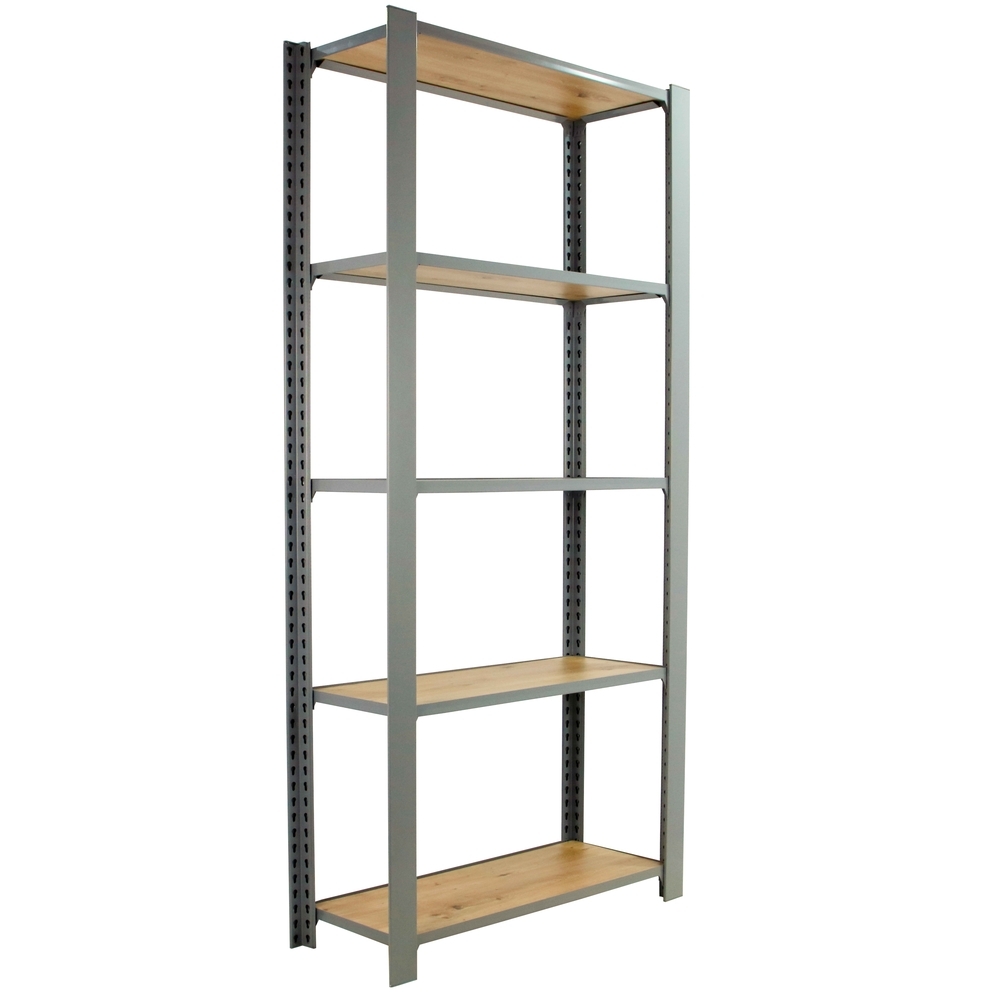 Rayonnage de bureau charge légère sans vis 2100x900x300 - 5 niveaux Gris - SIMON RACK - 8425437147654