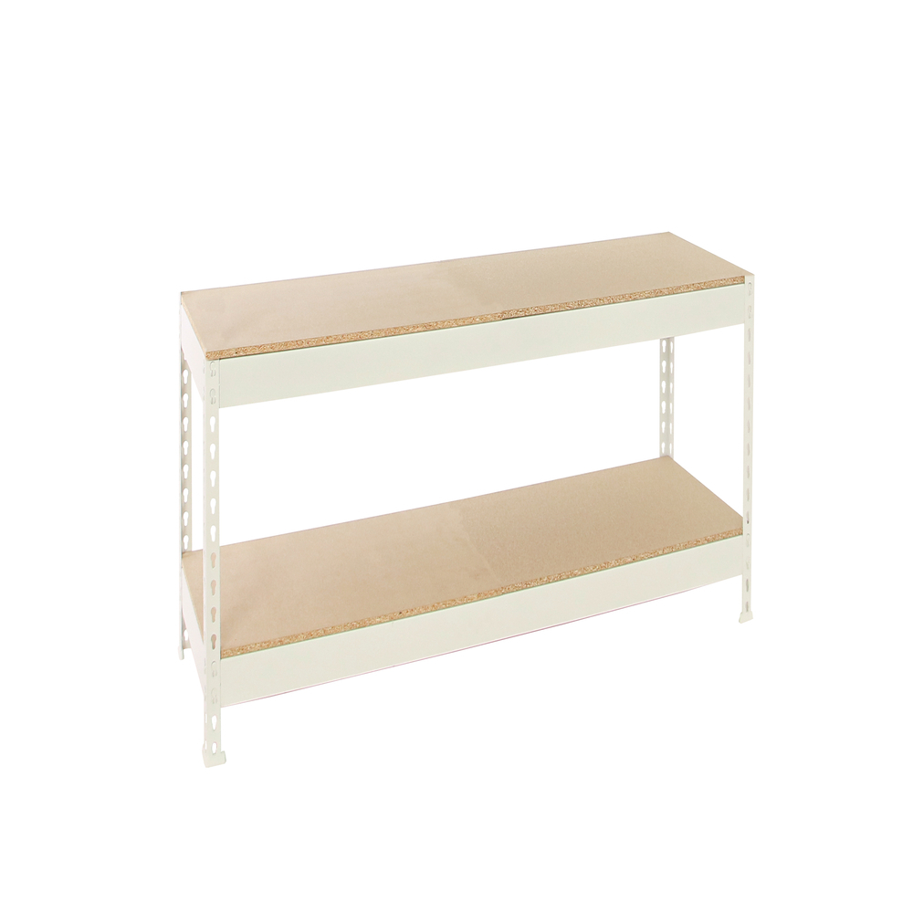 Étagère charge moyenne 400kg - 900x1200x450 - 2 niveaux Blanc/Bois - SIMON RACK - 8425437150173