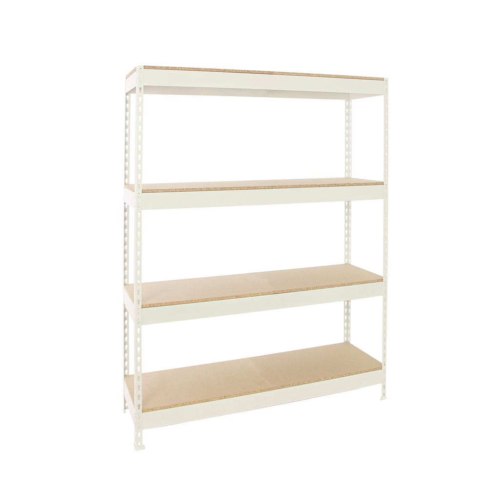 Étagère charge moyenne 400kg - 2000x1200x450 - 4 niveaux Blanc/Bois - SIMON RACK - 8425437150258