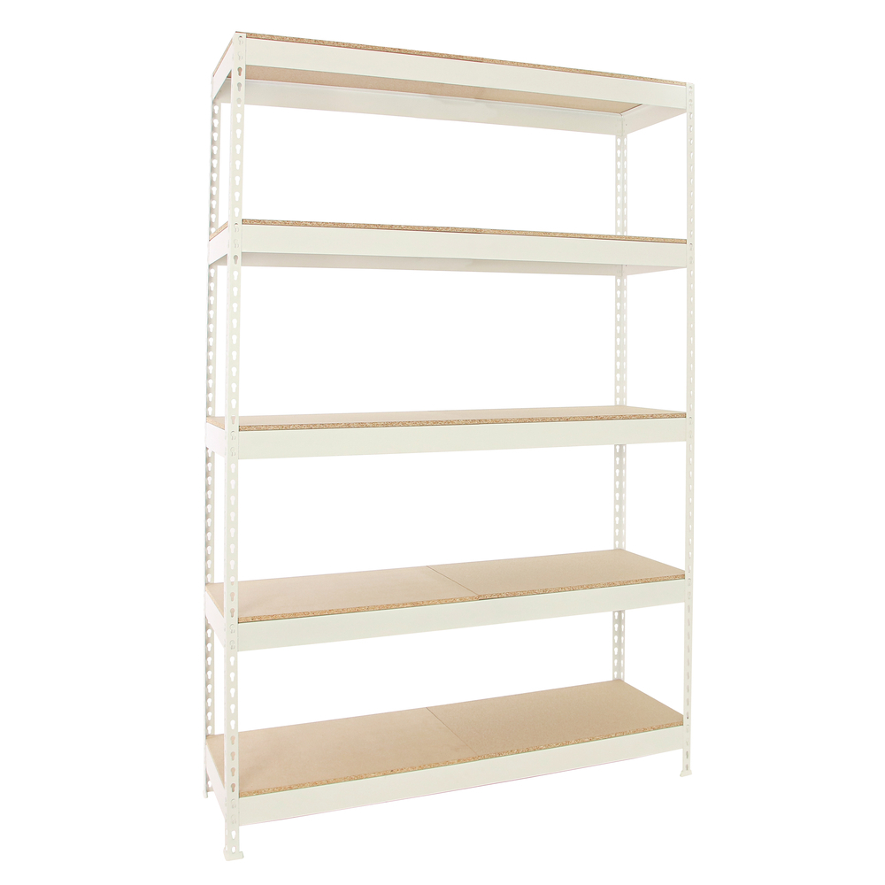 Étagère charge moyenne 400kg - 2500x1200x450 - 5 niveaux Blanc/Bois - SIMON RACK - 8425437150289
